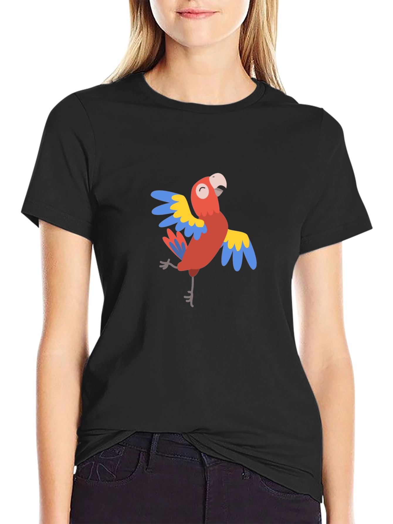 Black Parrot Graphic Print Men's T-Shirt view 2