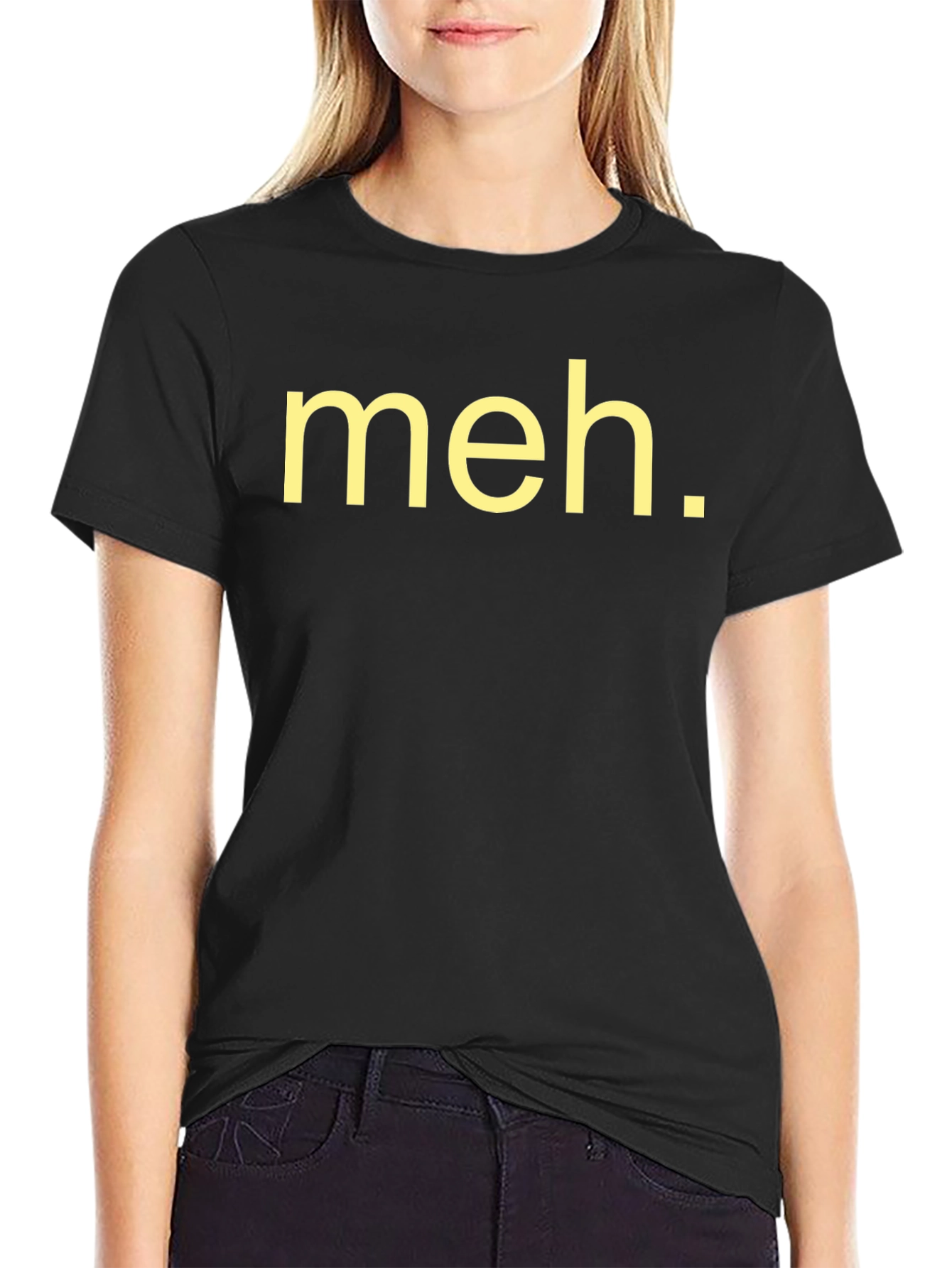 Black Meh Graphic Tee - Black Cotton Casual T-Shirt view 2