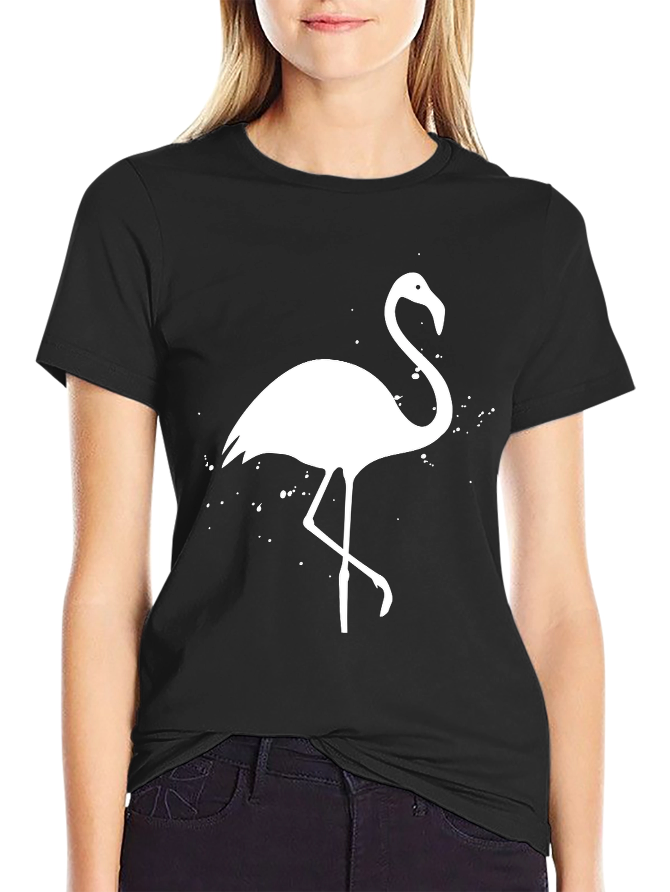 Flamingo Graphic Tee - Black Cotton T-Shirt - 2