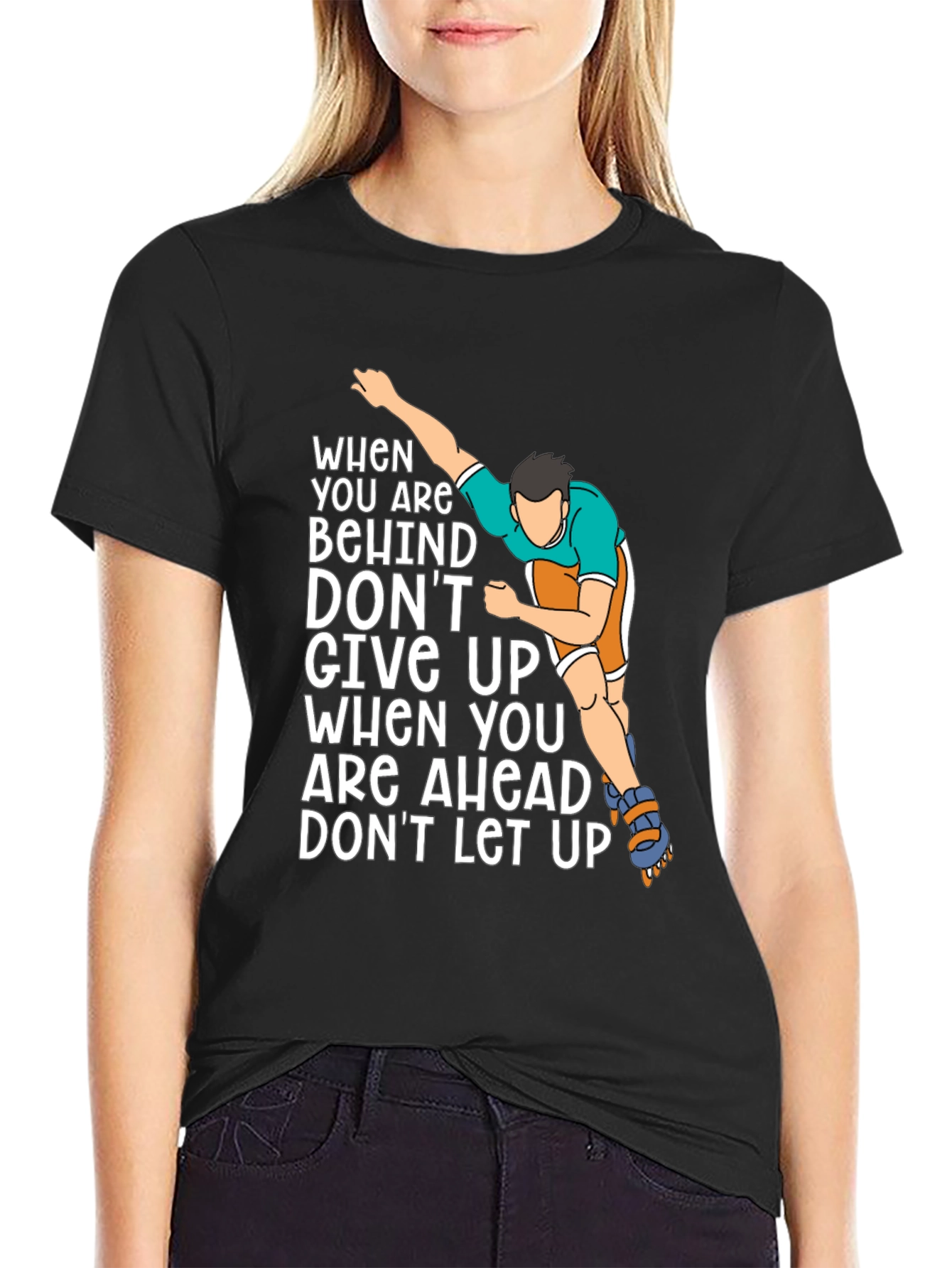 Black Motivational Inline Skater T-Shirt view 2
