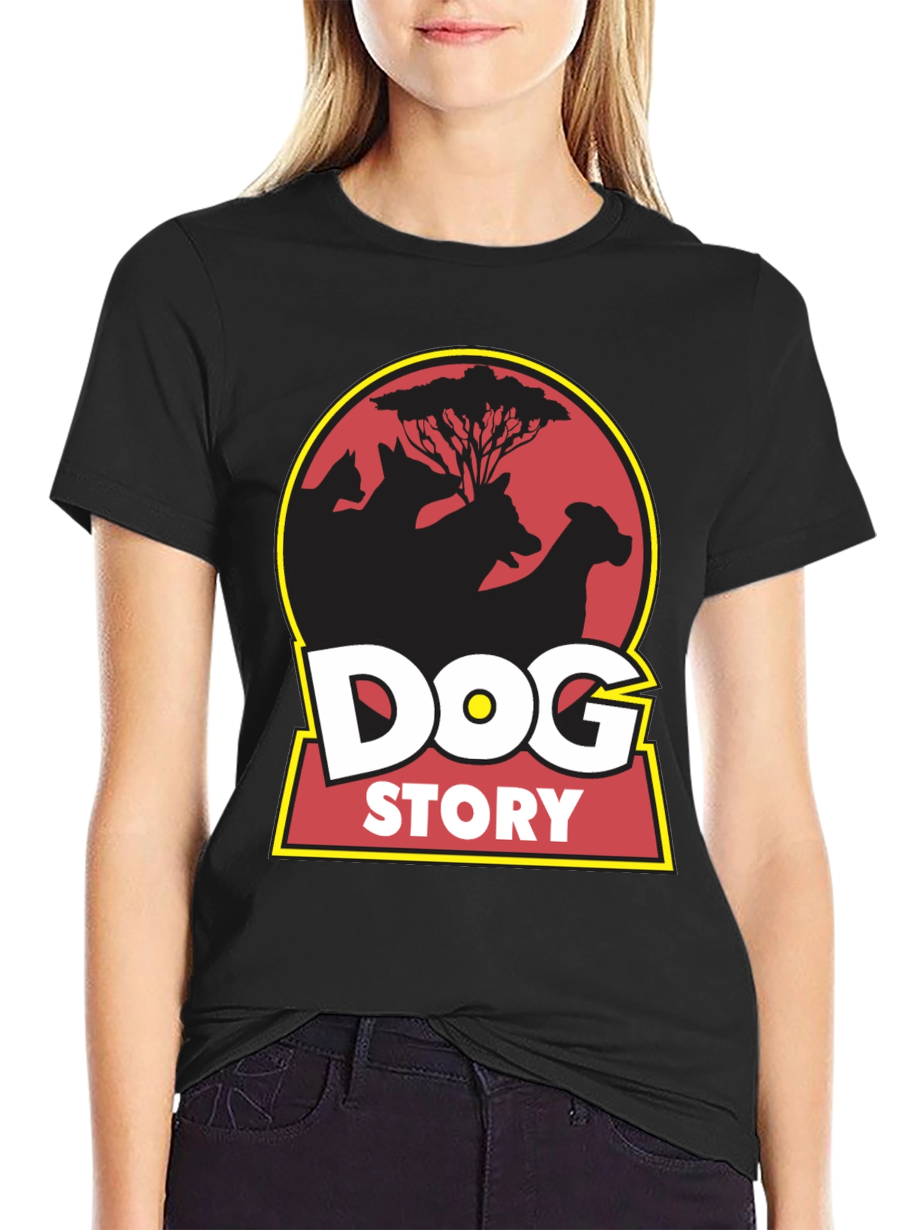 Black Dog Story Graphic Tee - Black Cotton Blend view 2