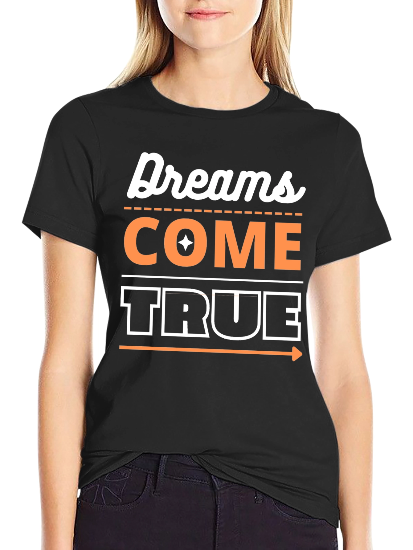 Black Dreams Come True Graphic Tee - Black Cotton Blend T-Shirt view 2