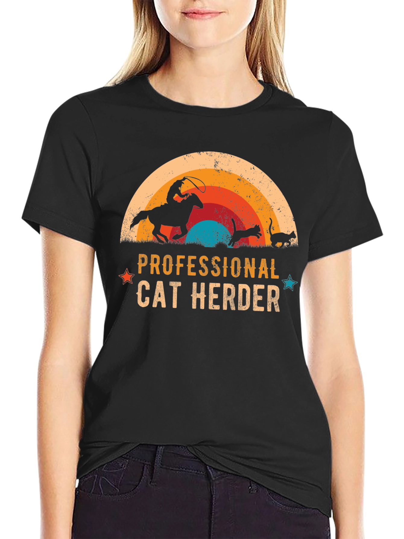 Black Professional Cat Herder Graphic Tee view 2