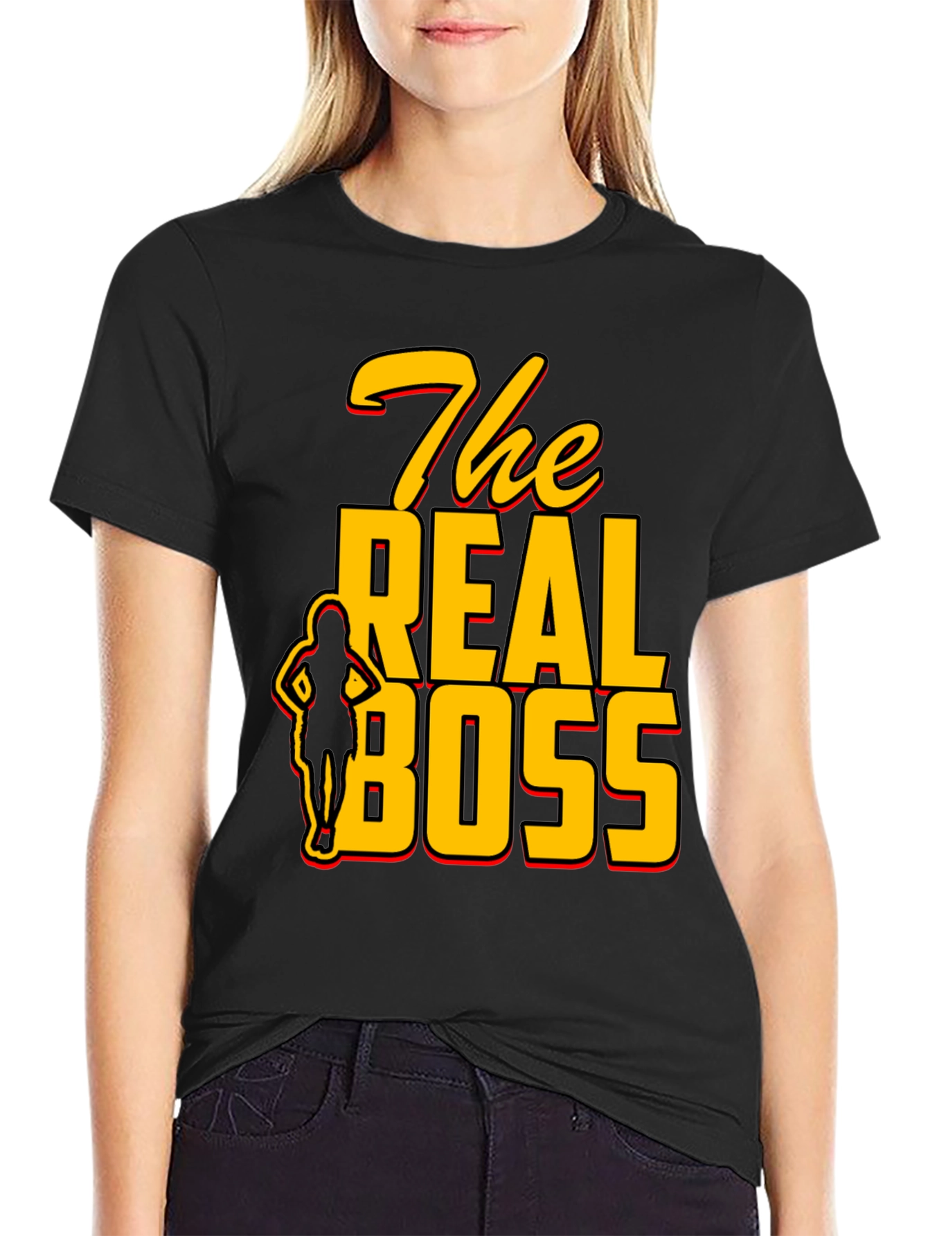 Black The Real Boss Graphic T-Shirt view 2