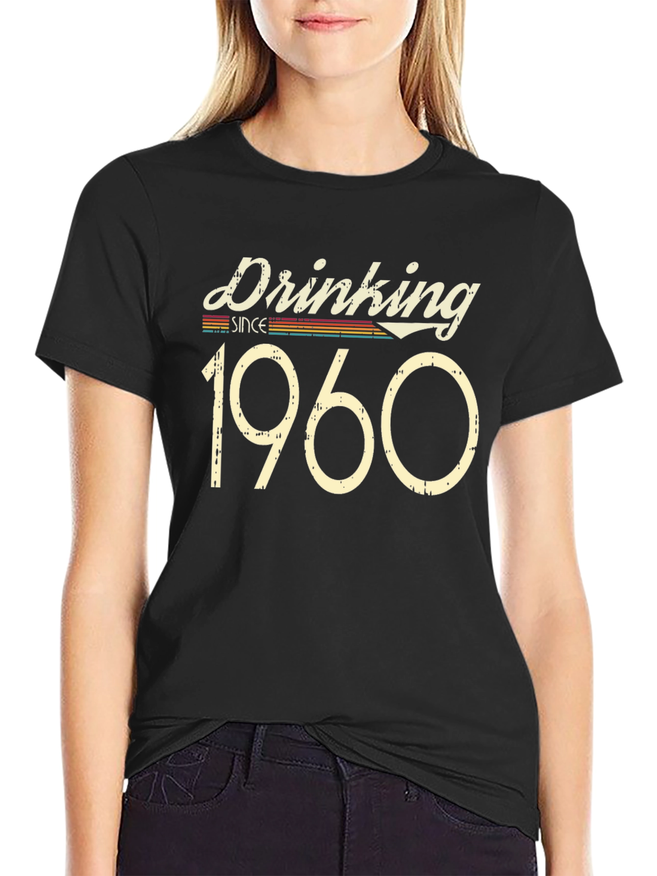 Black Drinking Since 1960 Men's Black T-Shirt view 2