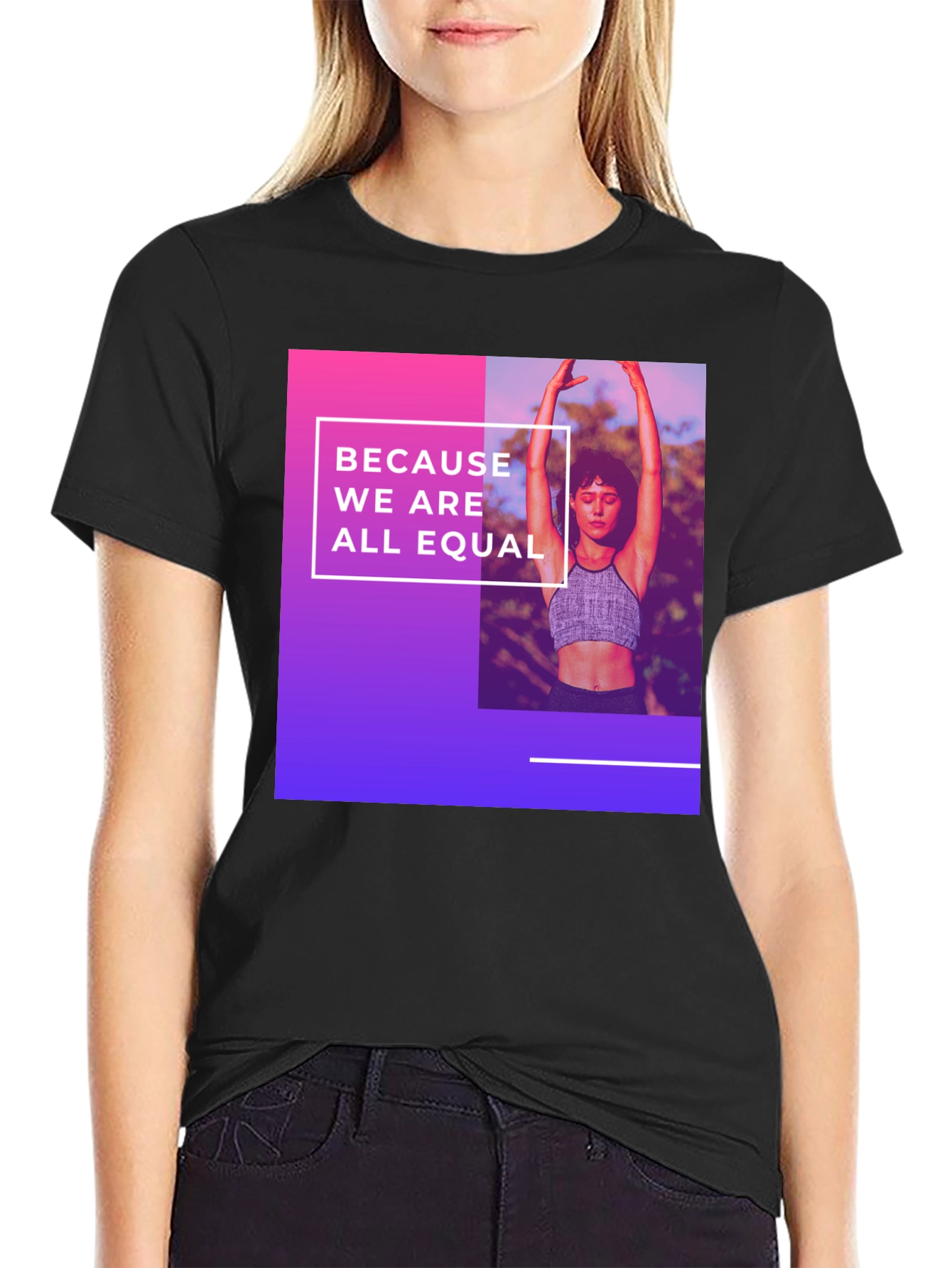 Black Equality T-Shirt: Because We Are All Equal view 2