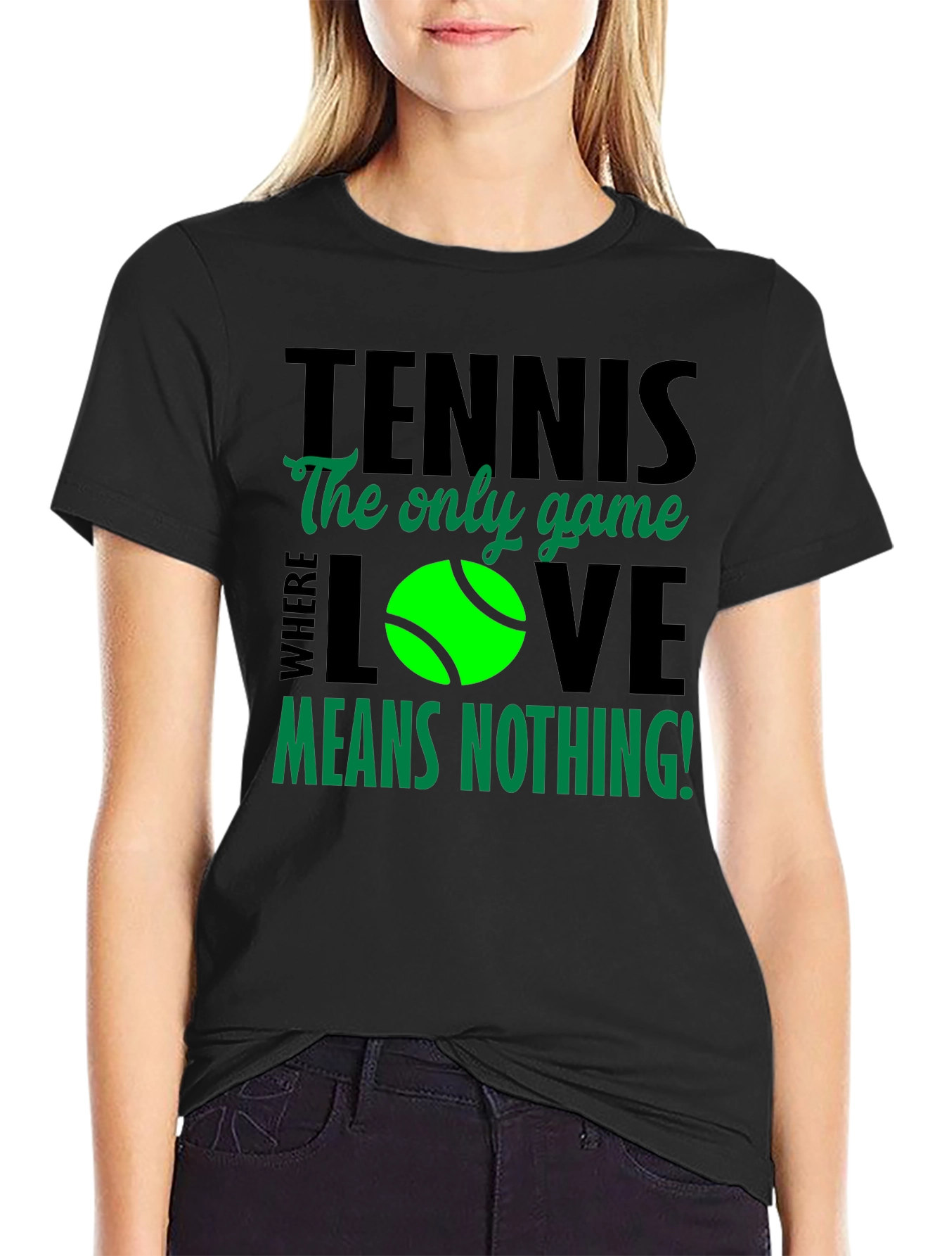 Black Tennis Love Means Nothing T-Shirt view 2