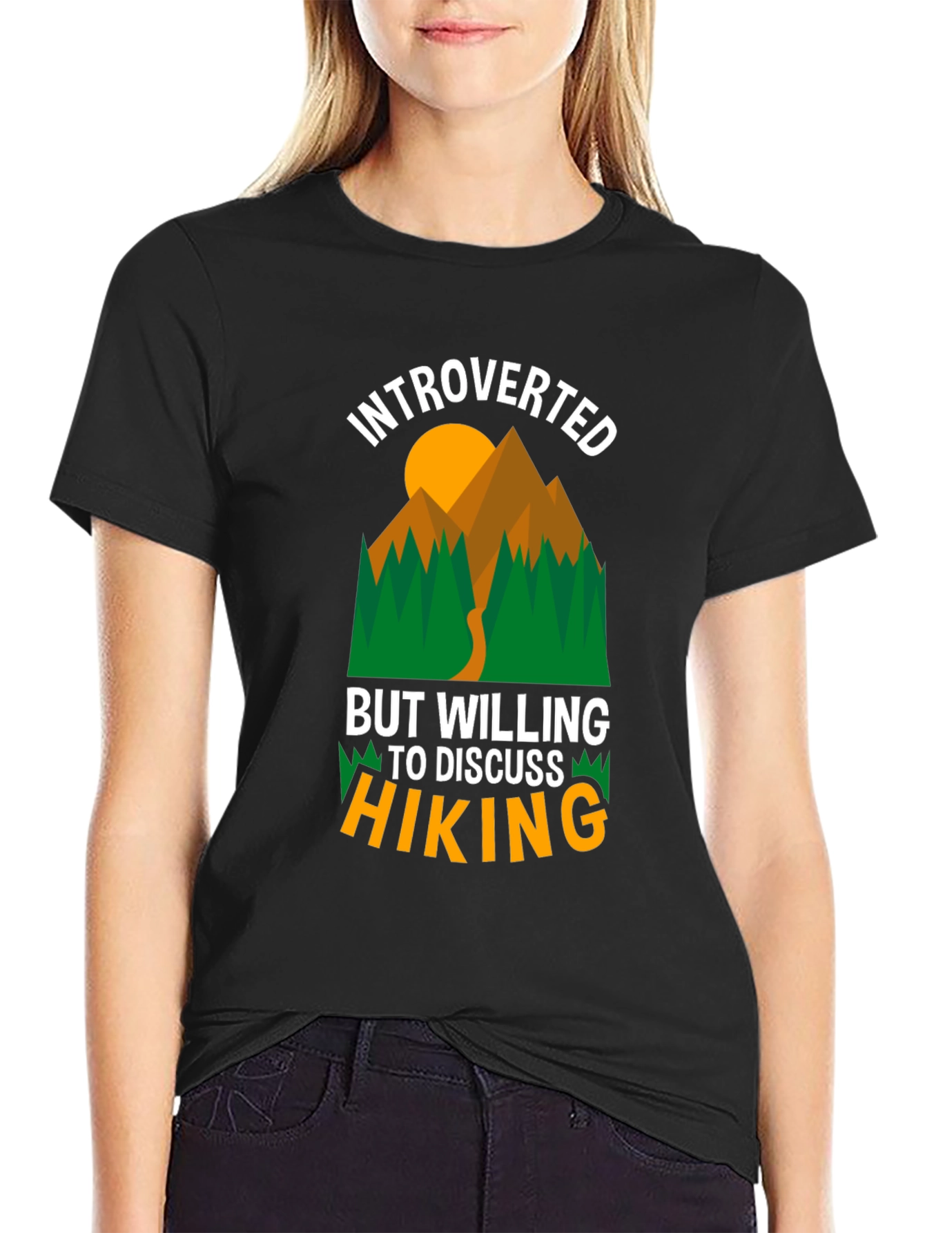 Black Introverted Hiking Graphic T-Shirt view 2