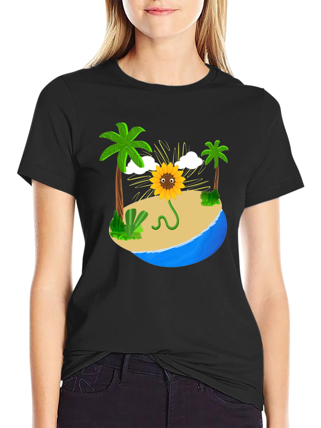Black Sunflower Island Graphic Tee - Men's Black T-Shirt view 2