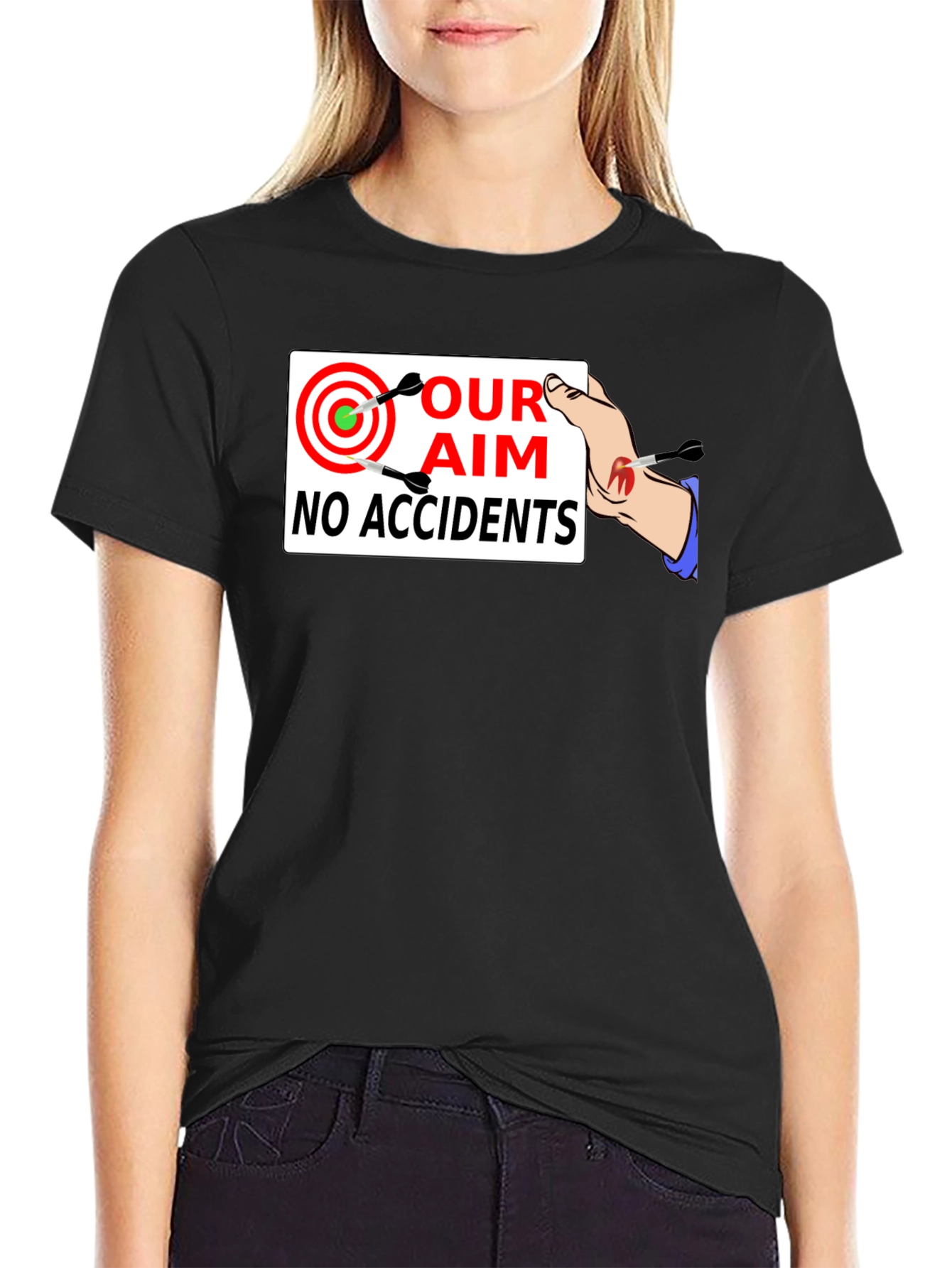 Black Our Aim, No Accidents T-Shirt - Safety First! view 2