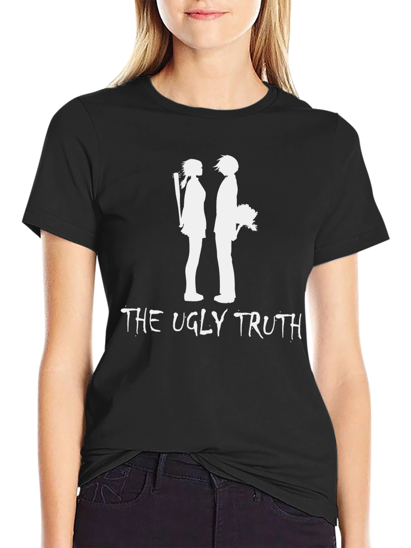Black The Ugly Truth Graphic T-Shirt - Black Crew Neck view 2