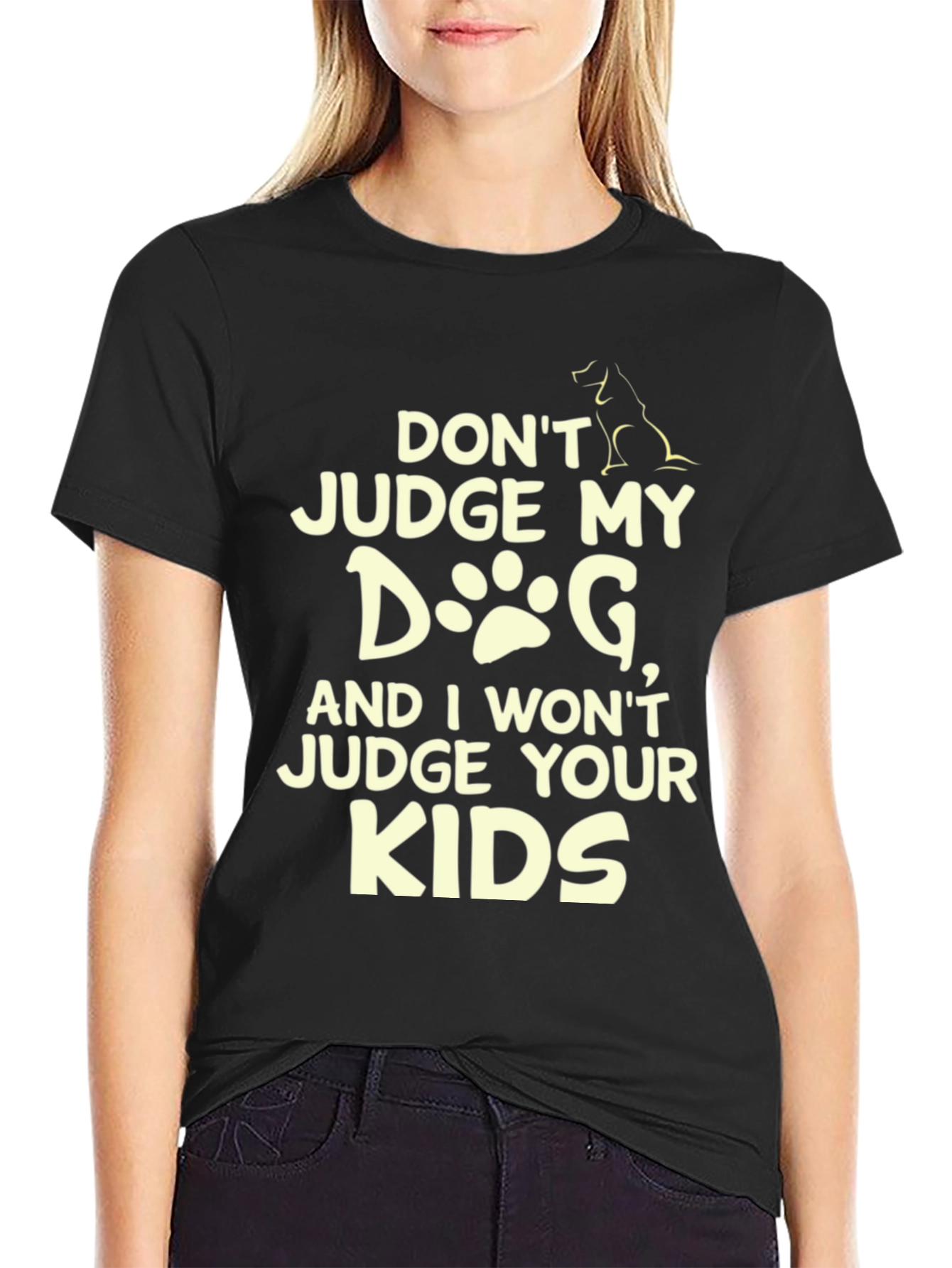 Black Don't Judge My Dog T-Shirt - Novelty Tee view 2