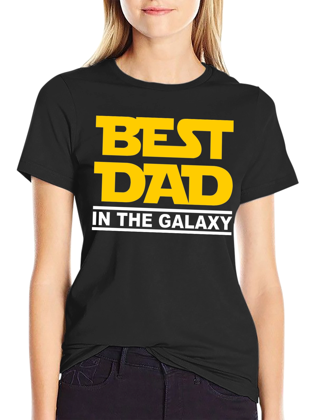 Black Best Dad in the Galaxy Black T-Shirt view 2