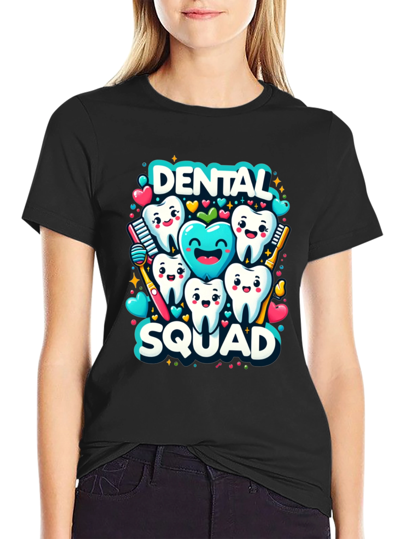 Black Dental Squad Graphic Tee - Funny Tooth Shirt view 2