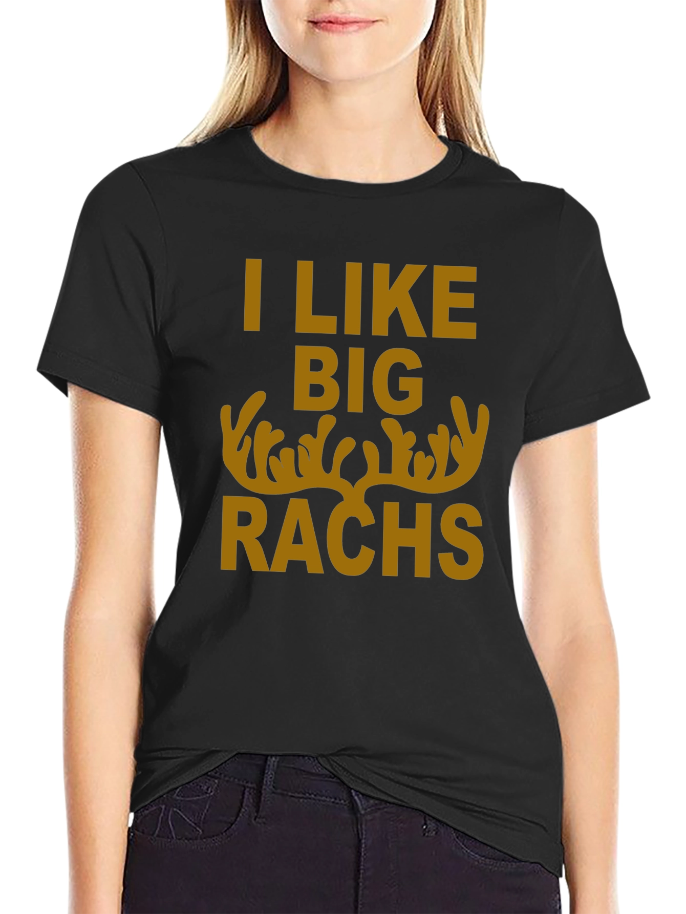 Black I Like Big Racks Deer Hunting T-Shirt view 2