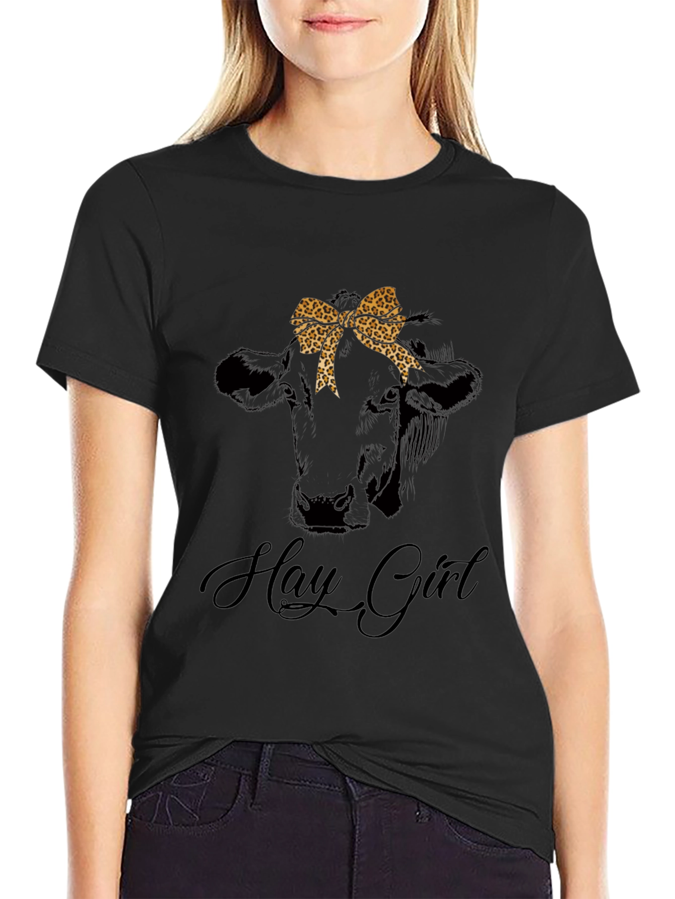 Hay Girl Cow Graphic Tee - Animal Lover T-Shirt - 2