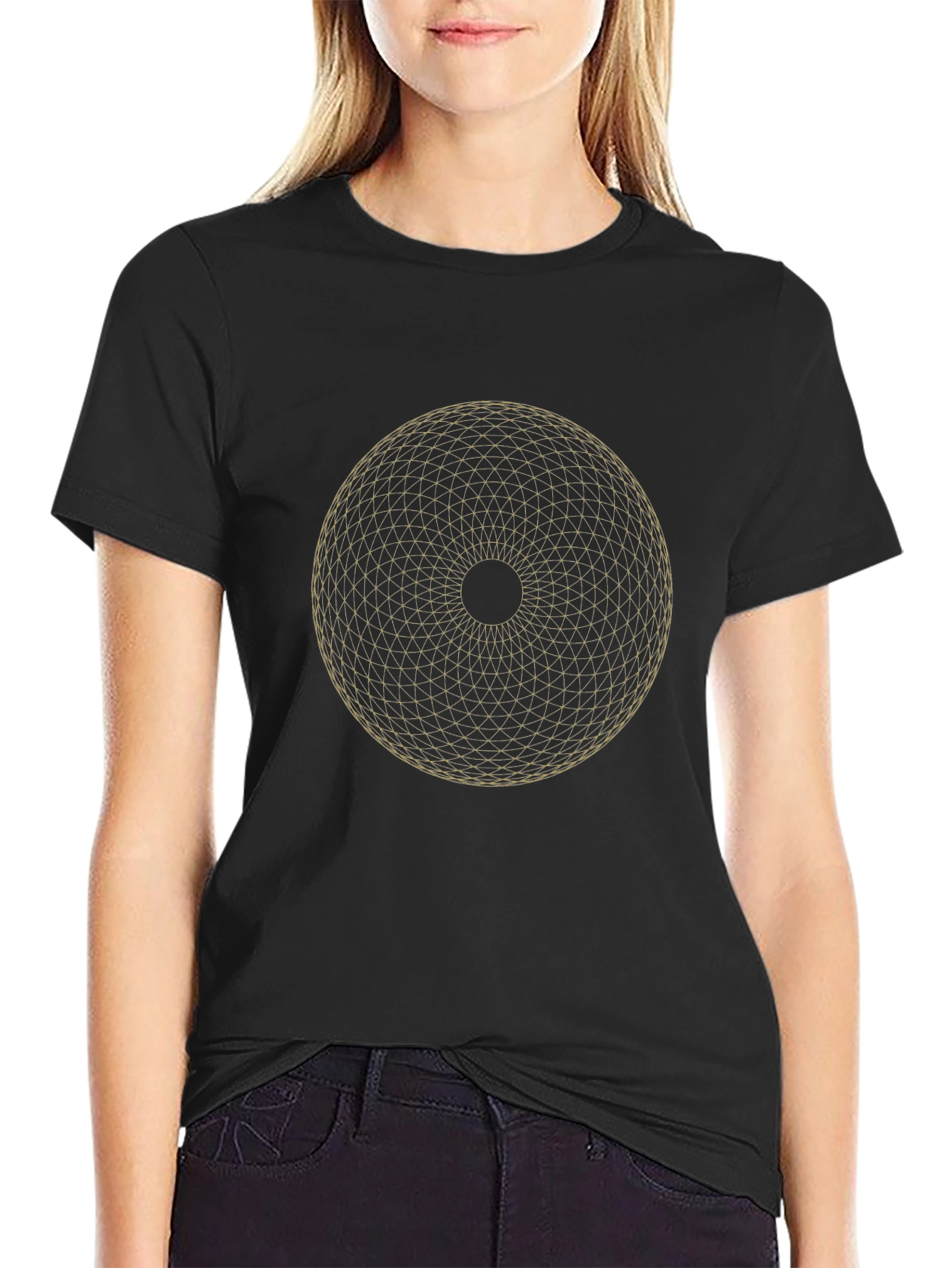Black Geometric Sphere Graphic T-Shirt - Modern Minimalist Design view 2