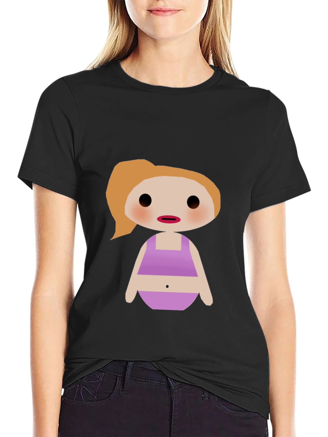 Black Cartoon Character Graphic Tee - Black view 2