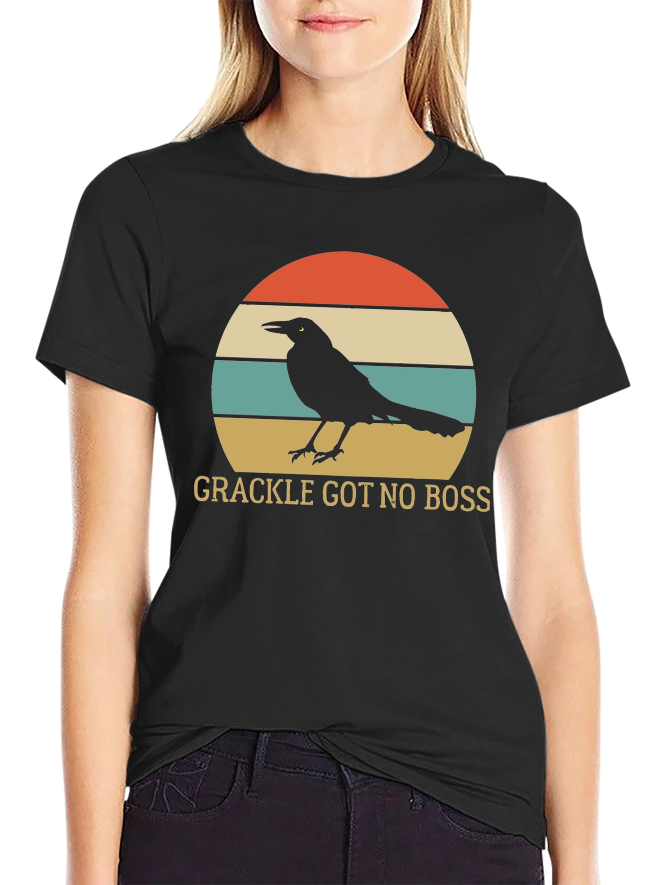 Black Grackle Got No Boss Graphic T-Shirt view 2