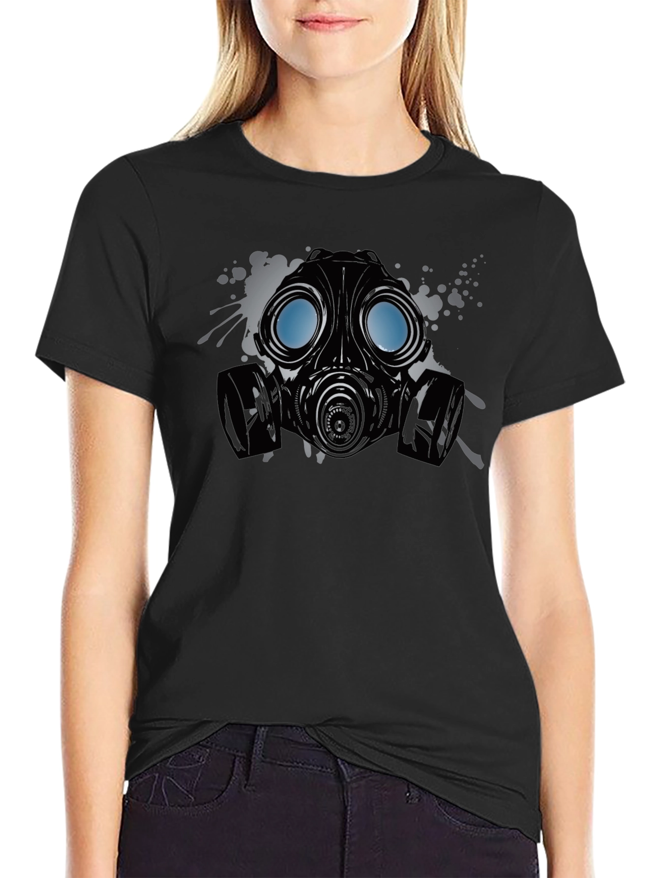 Black Gas Mask Graphic Tee - Protection Style view 2