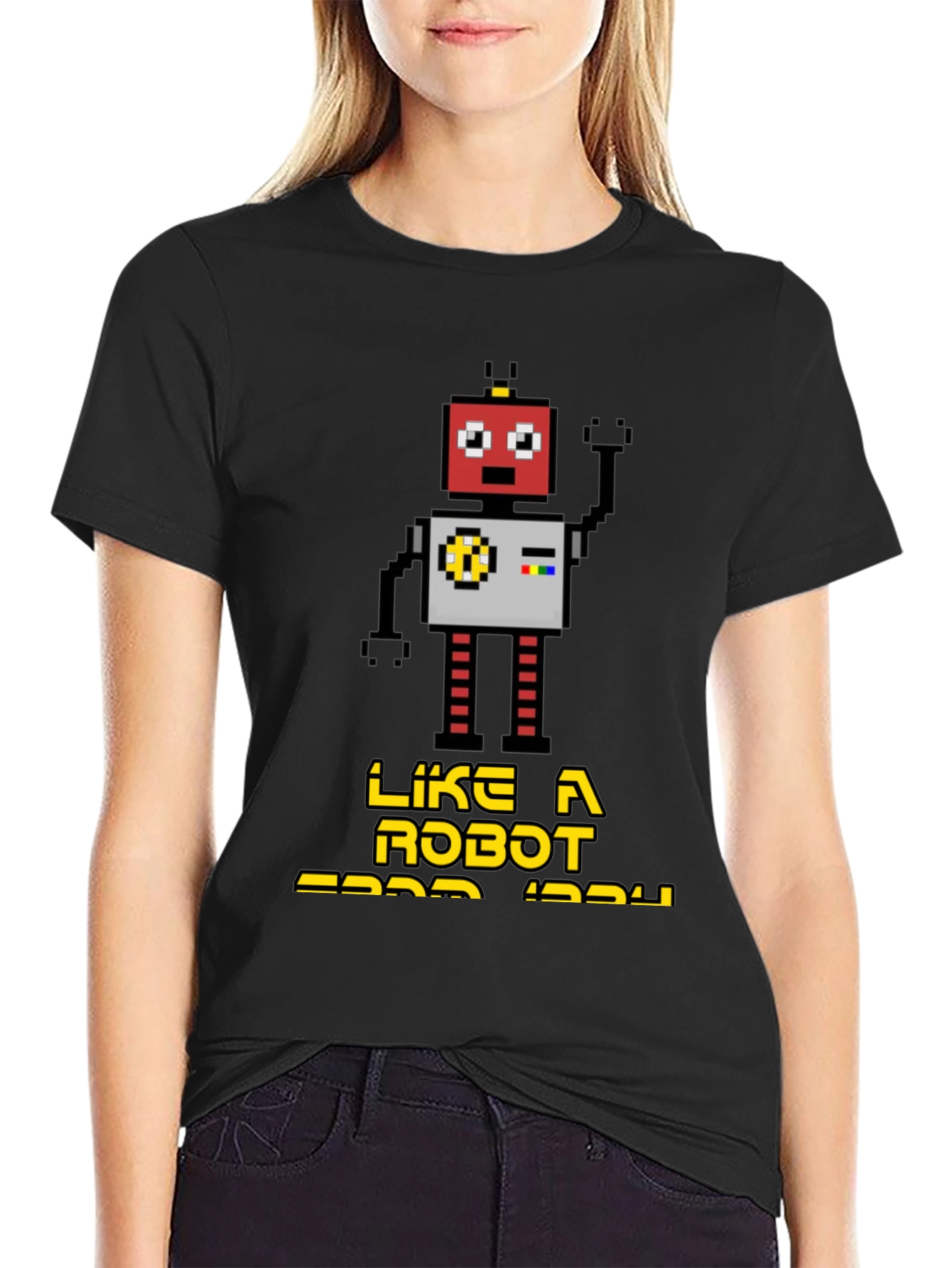 Black Retro Robot Graphic T-Shirt - Black view 2
