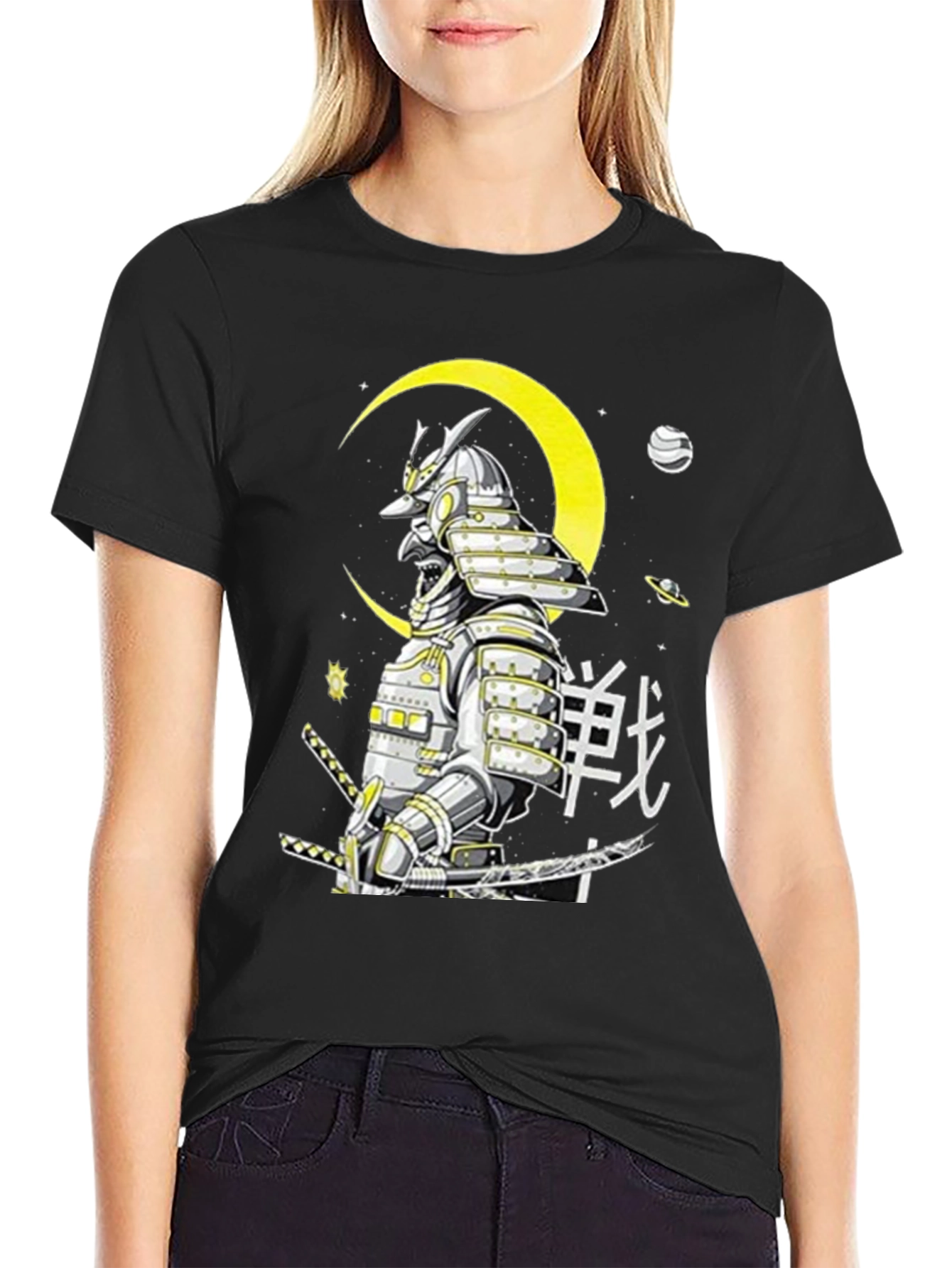 Black Samurai Warrior Graphic T-Shirt - Black view 2