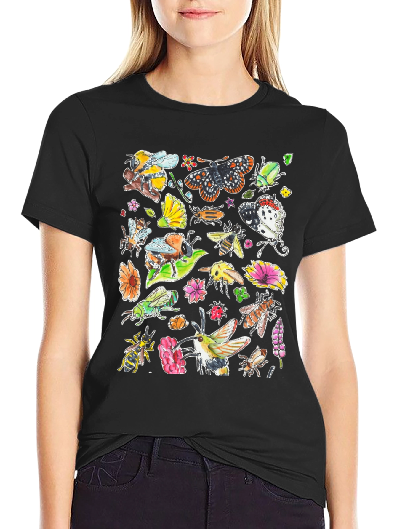 Black Nature Insects Black T-Shirt view 2