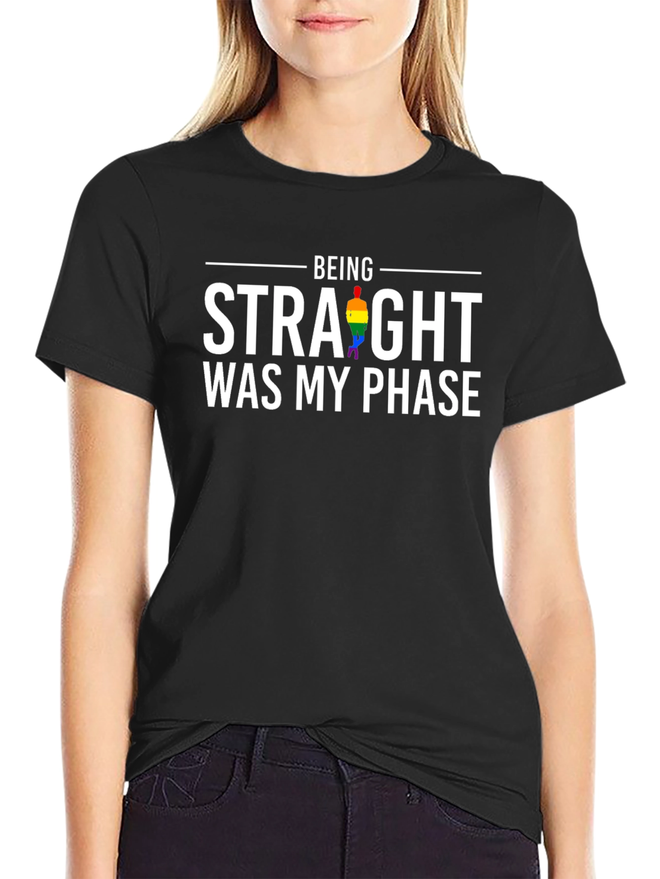 Black Being Straight Was My Phase Gay Pride T-Shirt view 2