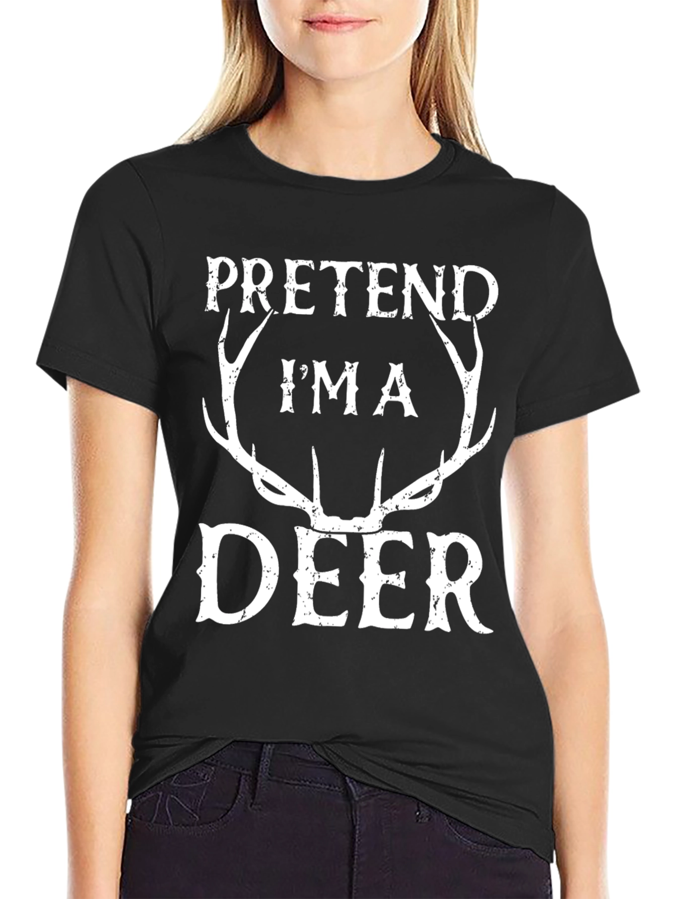 Black Pretend I'm A Deer Graphic Tee view 2