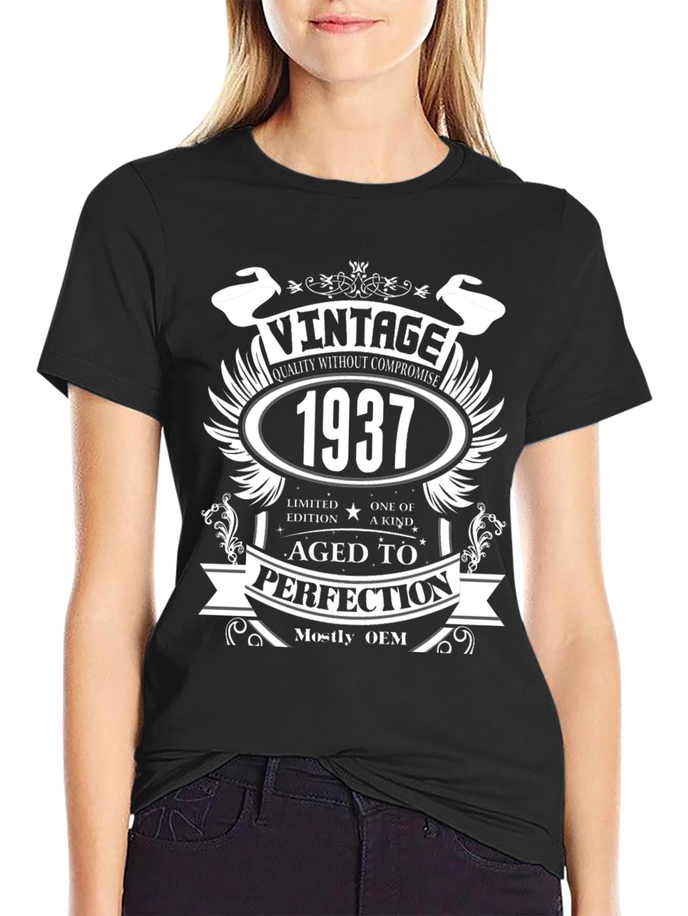 Black Vintage 1937 Aged To Perfection T-Shirt view 2