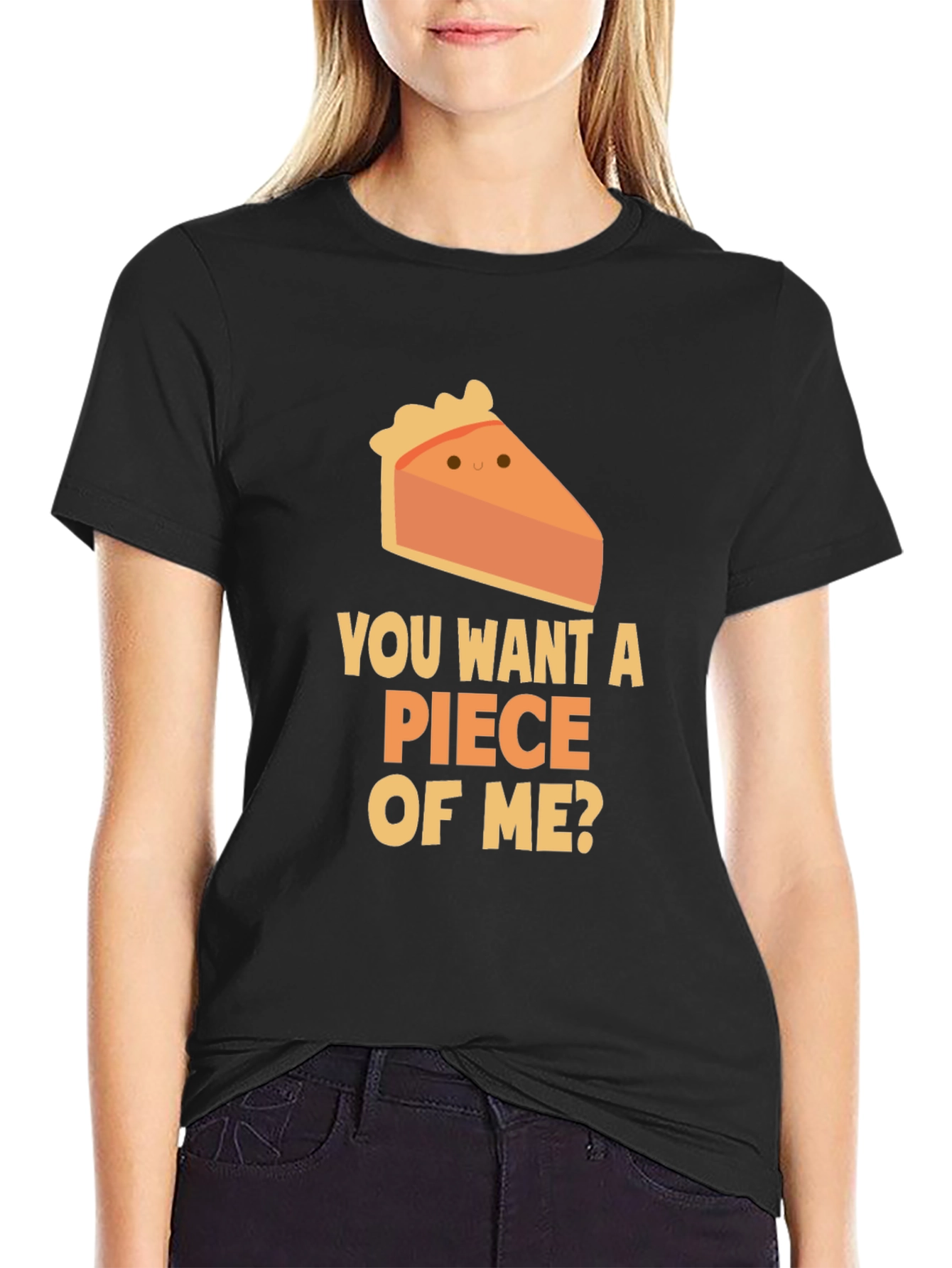Black Want a Piece of Me? Pie Slice T-Shirt view 2