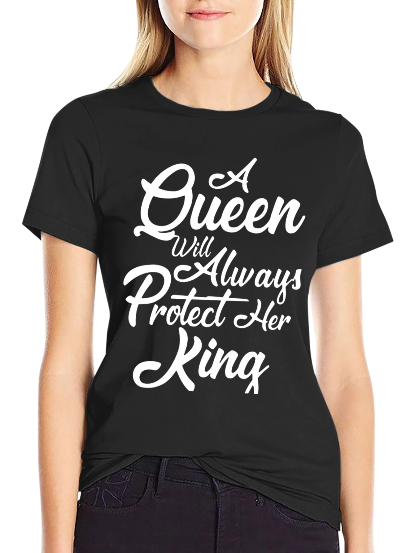 Black Queen Will Always Protect Her King - T-Shirt view 2