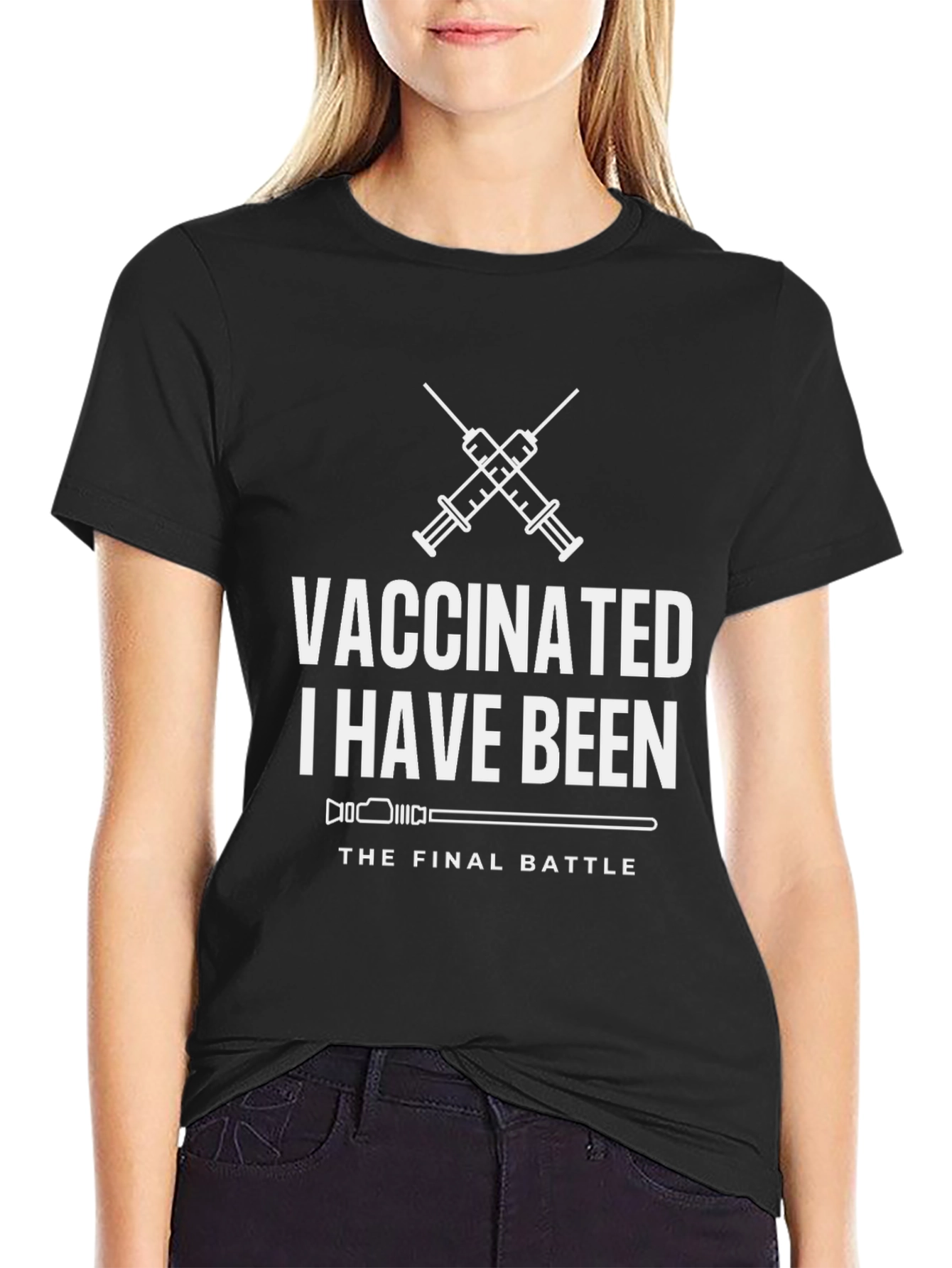 Black Vaccinated The Final Battle T-Shirt view 2