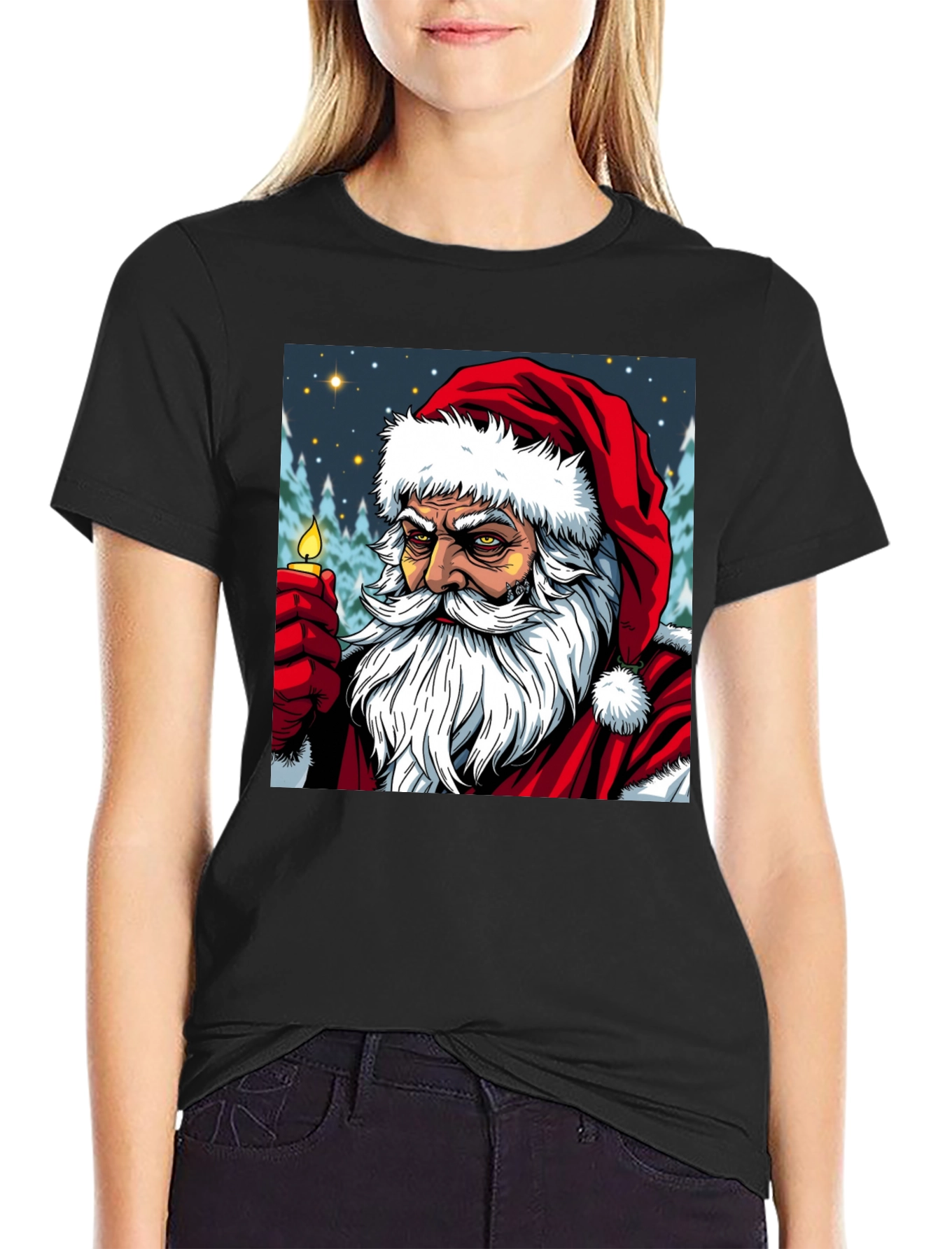 Black Santa Graphic Tee - Holiday Spirit view 2