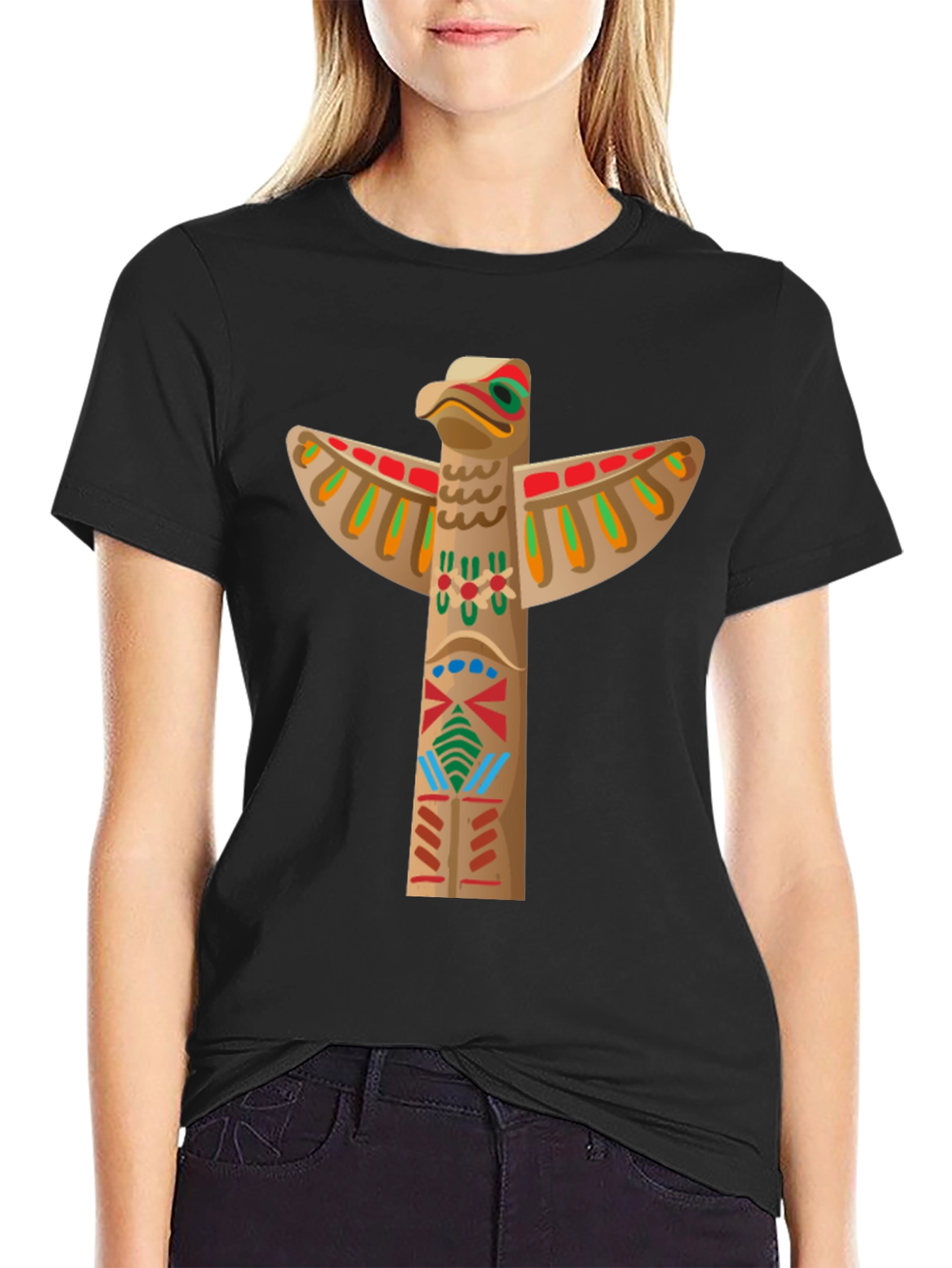 Black Totem Pole Graphic Tee - Black view 2