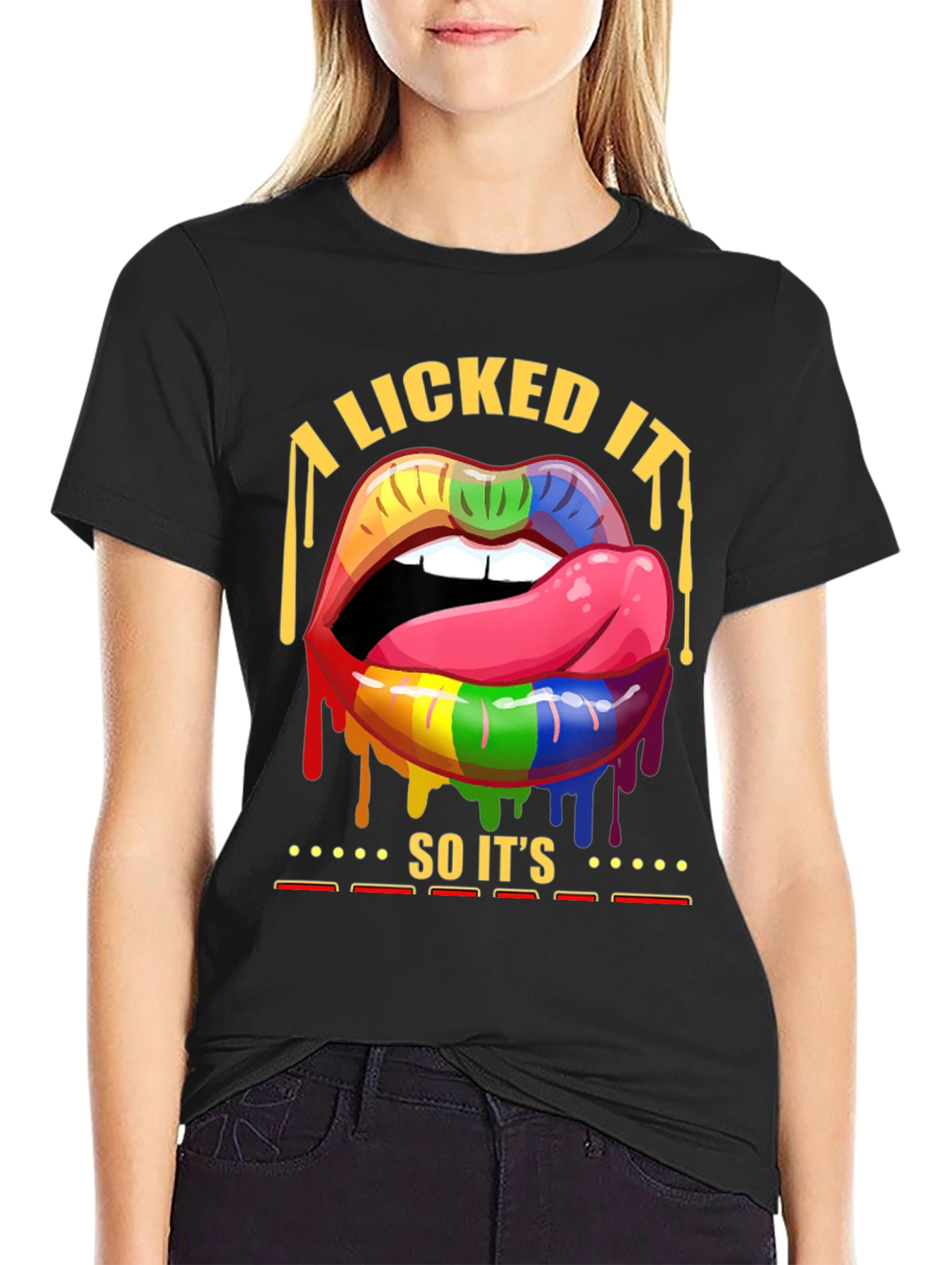 Black Rainbow Lips Pride T-Shirt view 2