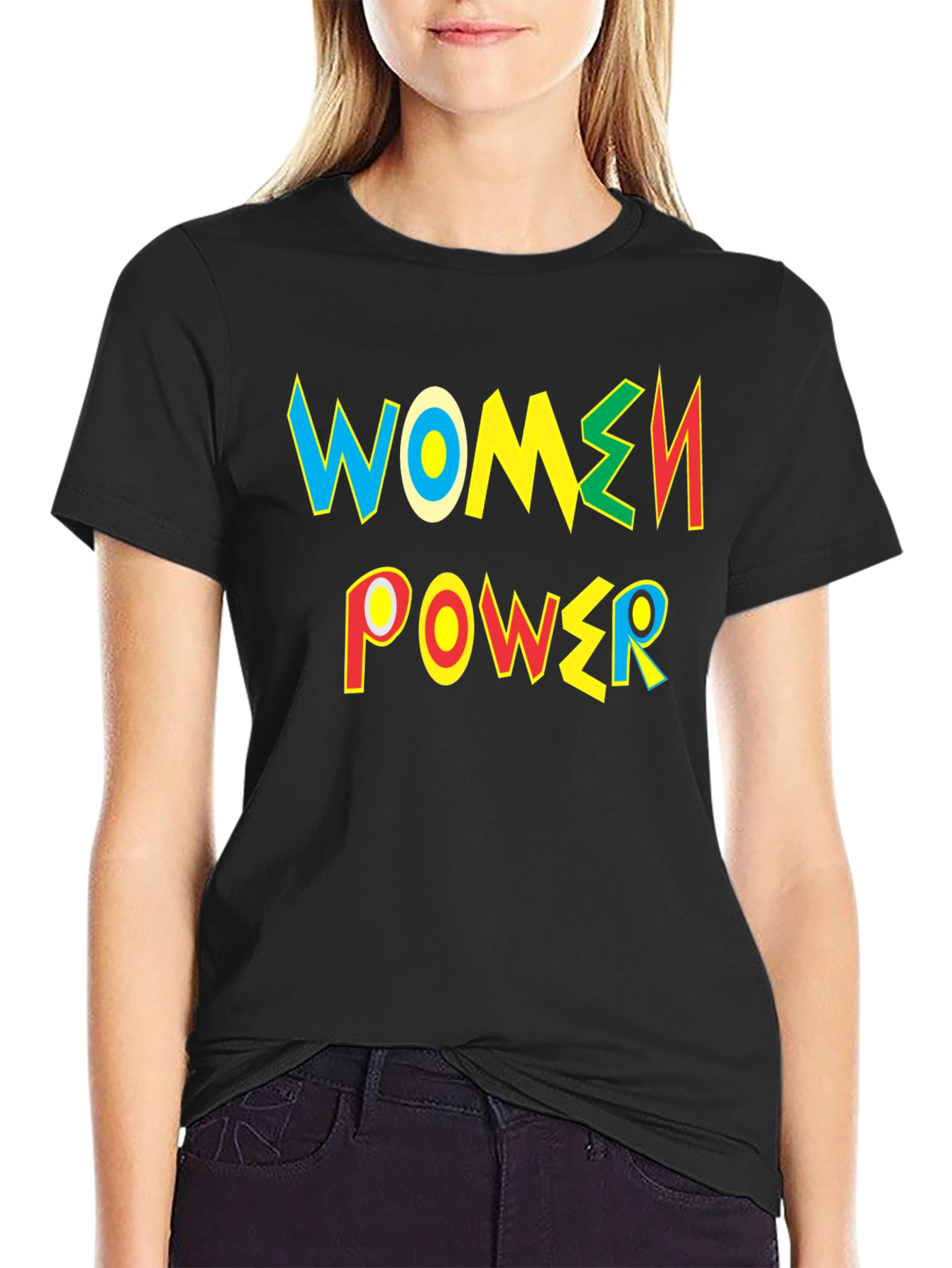 Black Women Power Black T-Shirt - Colorful Graphic Tee view 2