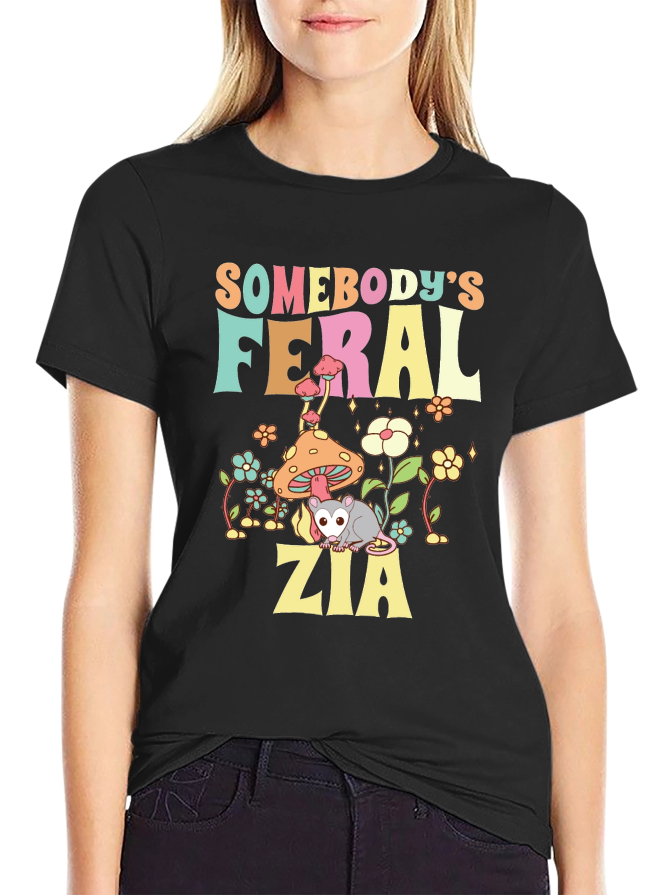Black Feral Zia Graphic T-Shirt: Unique Design view 2