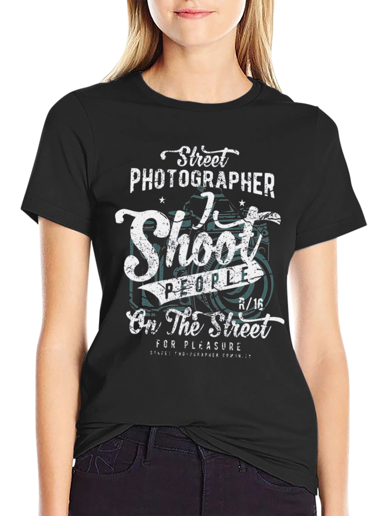 Black Street Photographer T-Shirt - I Shoot People view 2