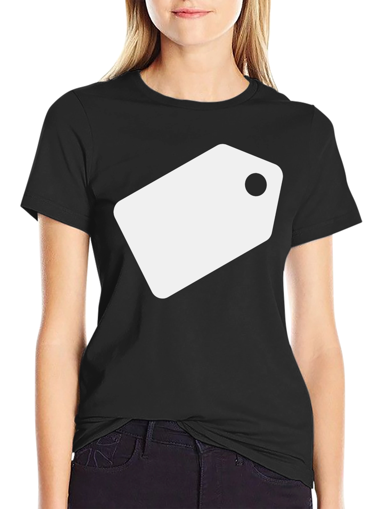 Black Black Tee with White Tag Graphic view 2
