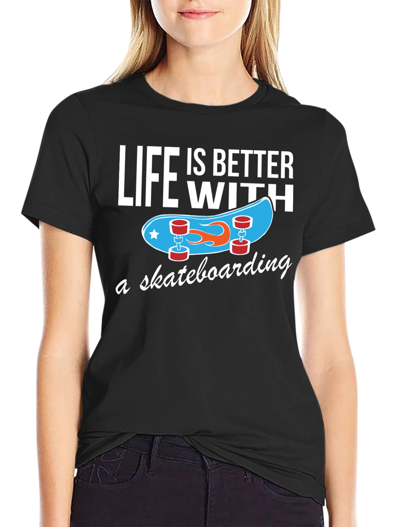 Black Life is Better With Skateboarding T-Shirt view 2