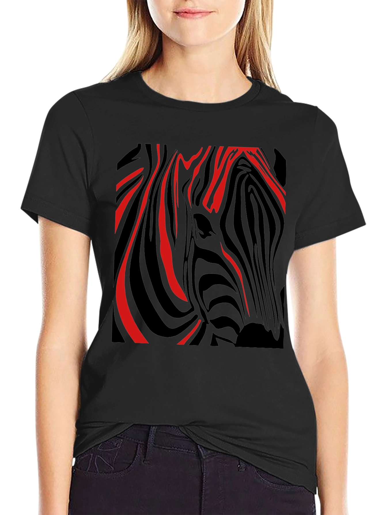 Black Zebra Stripe Graphic Tee - Modern Style view 2