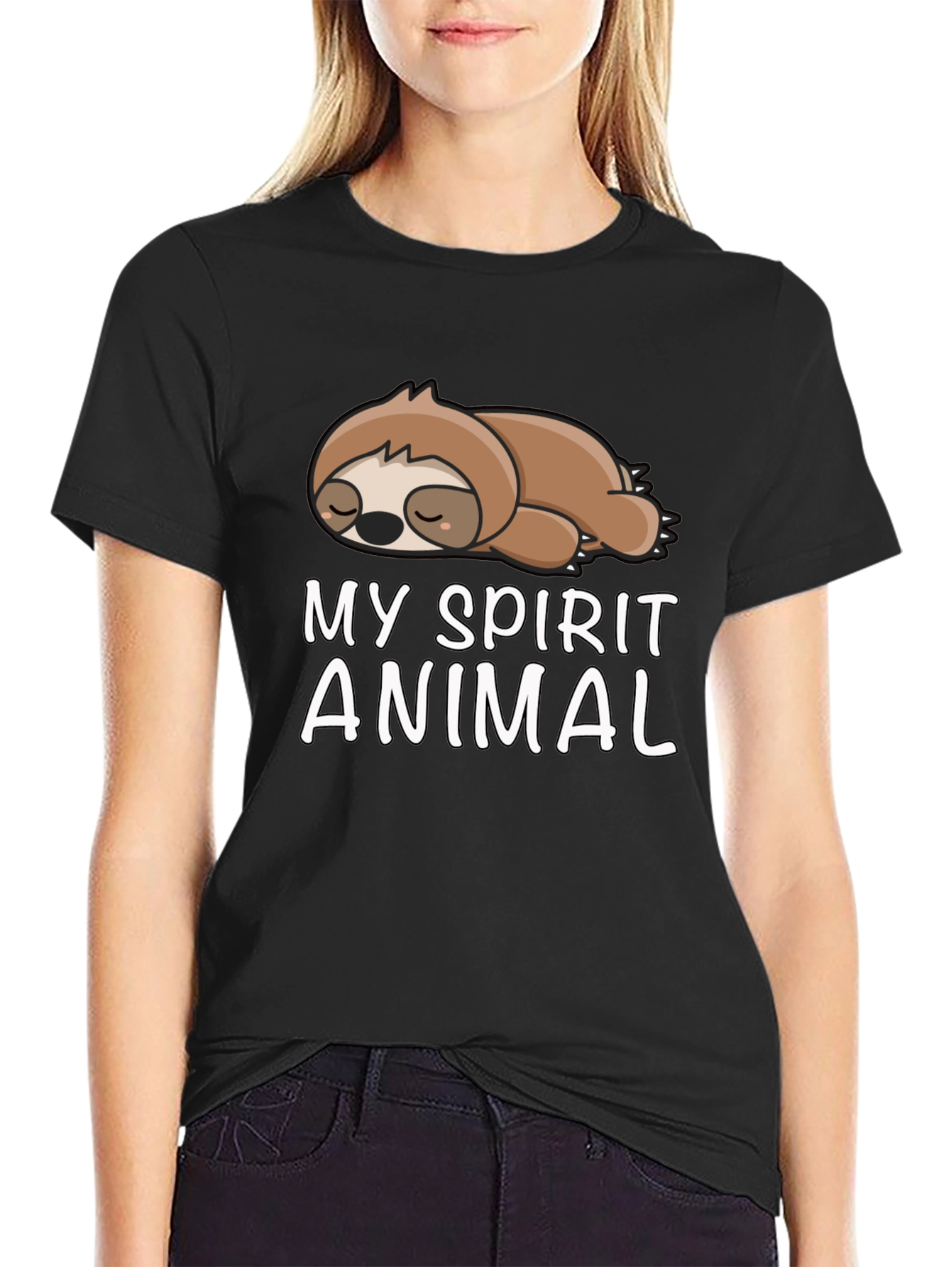 Black Sloth Spirit Animal T-Shirt view 2