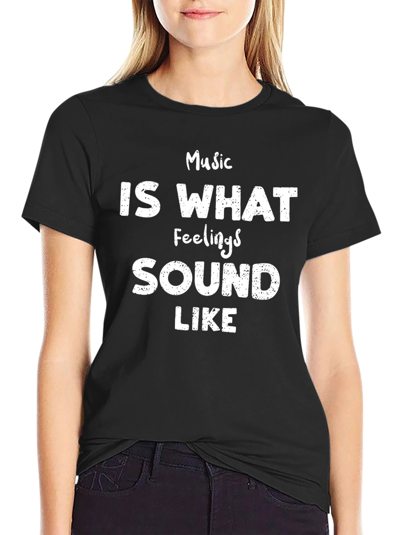 Black Music Is What Feelings Sound Like Black T-Shirt view 2