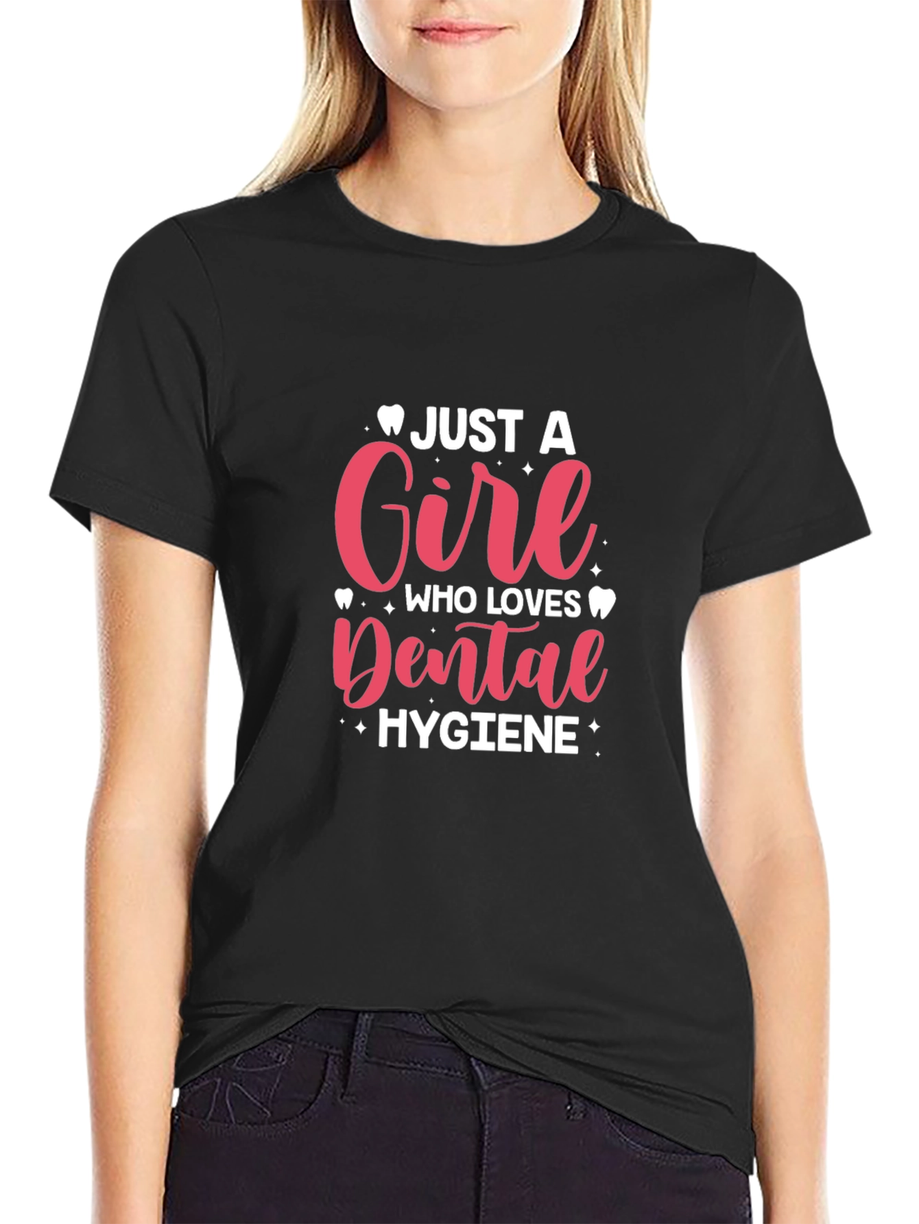 Black Dental Hygiene T-Shirt - Just a Girl Who Loves Teeth view 2
