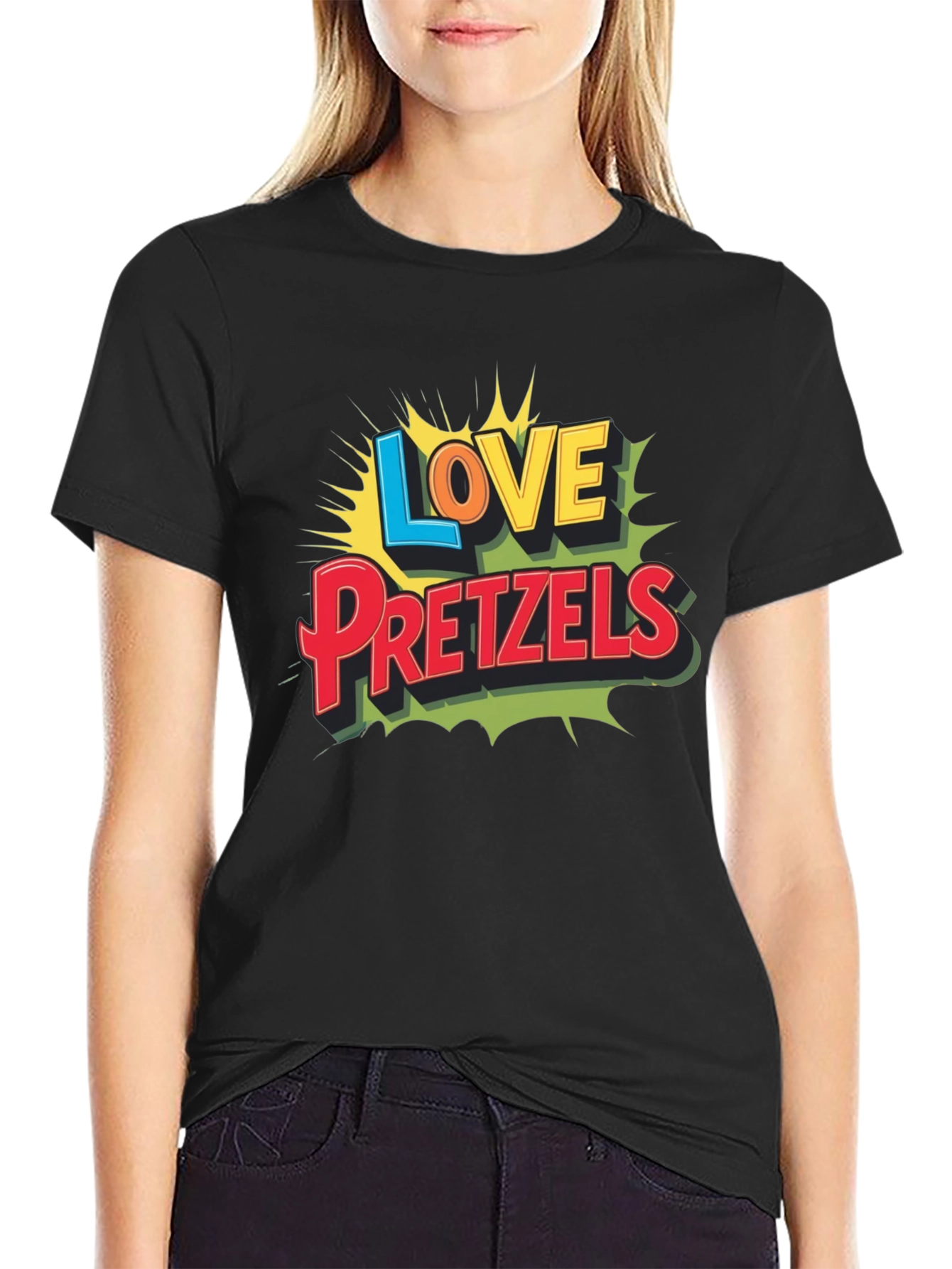 Black Love Pretzels Graphic Tee - Novelty Food Shirt view 2