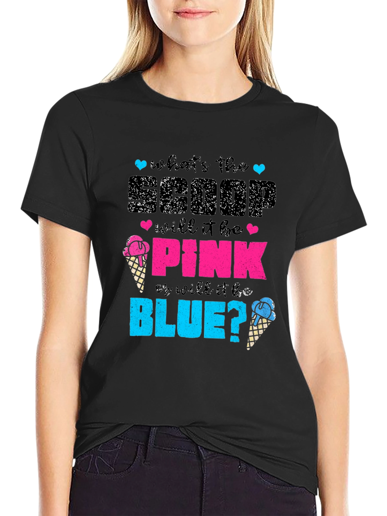 Gender Reveal T-Shirt: Pink or Blue Ice Cream Scoop - 2