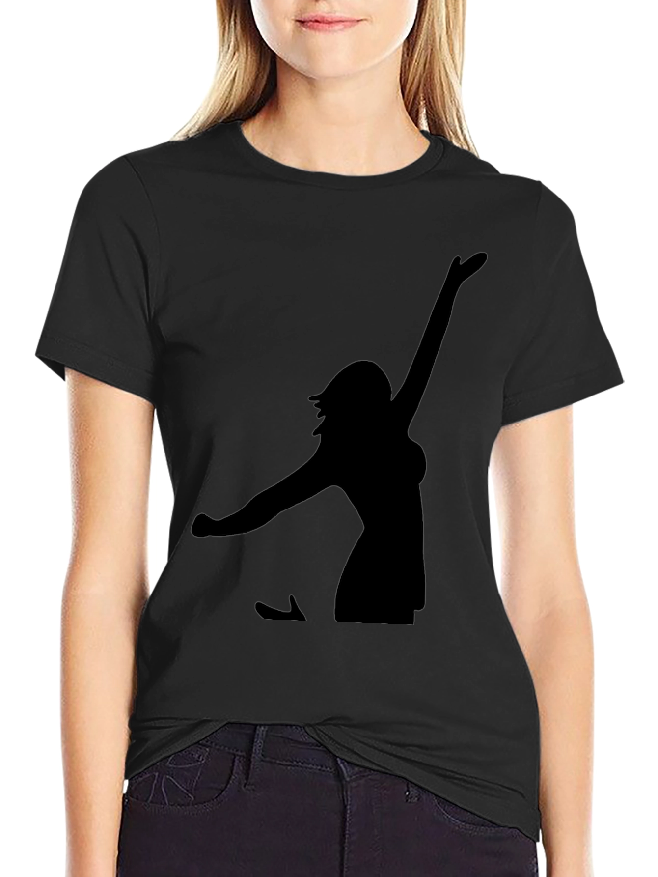 Black Silhouette Graphic Tee - Black Cotton Blend view 2