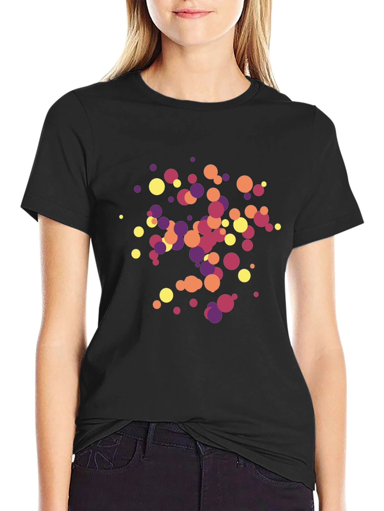 Black Abstract Circles Black T-Shirt view 2