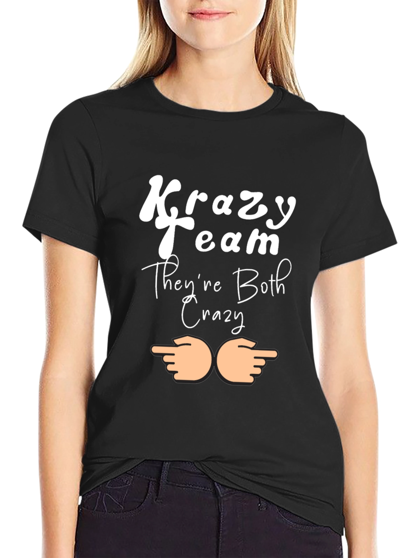 Black Krazy Team Crazy Funny Novelty Graphic T-Shirt view 2